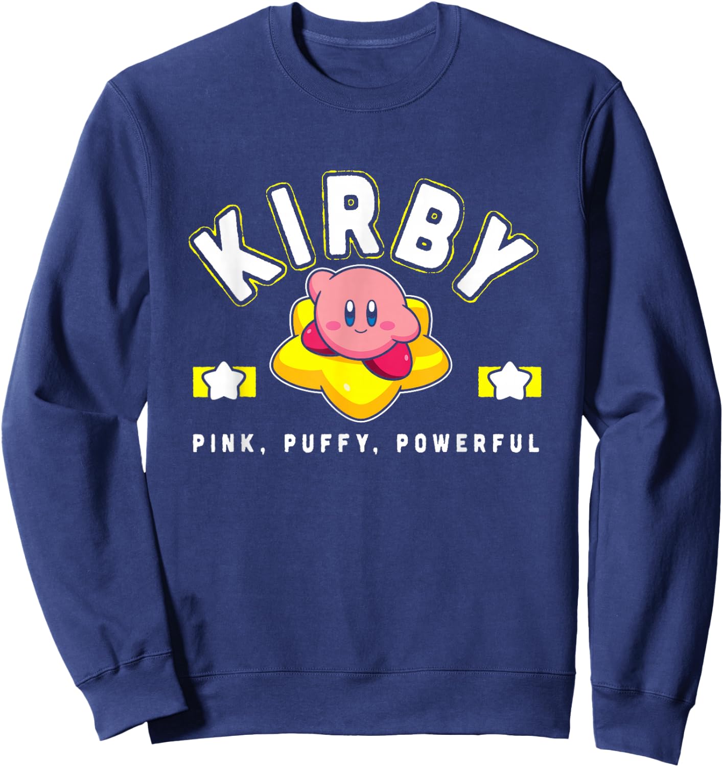 Kirby Cute Star Pink Puffy Powerful Big Chest Poster Sweatshirt - Sweatshirt | Navy