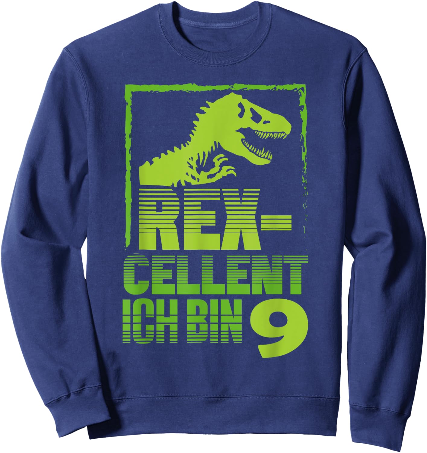 T-Rex Dino Design for a Dino Birthday 9 Years , black, s Sweatshirt - Sweatshirt | Navy