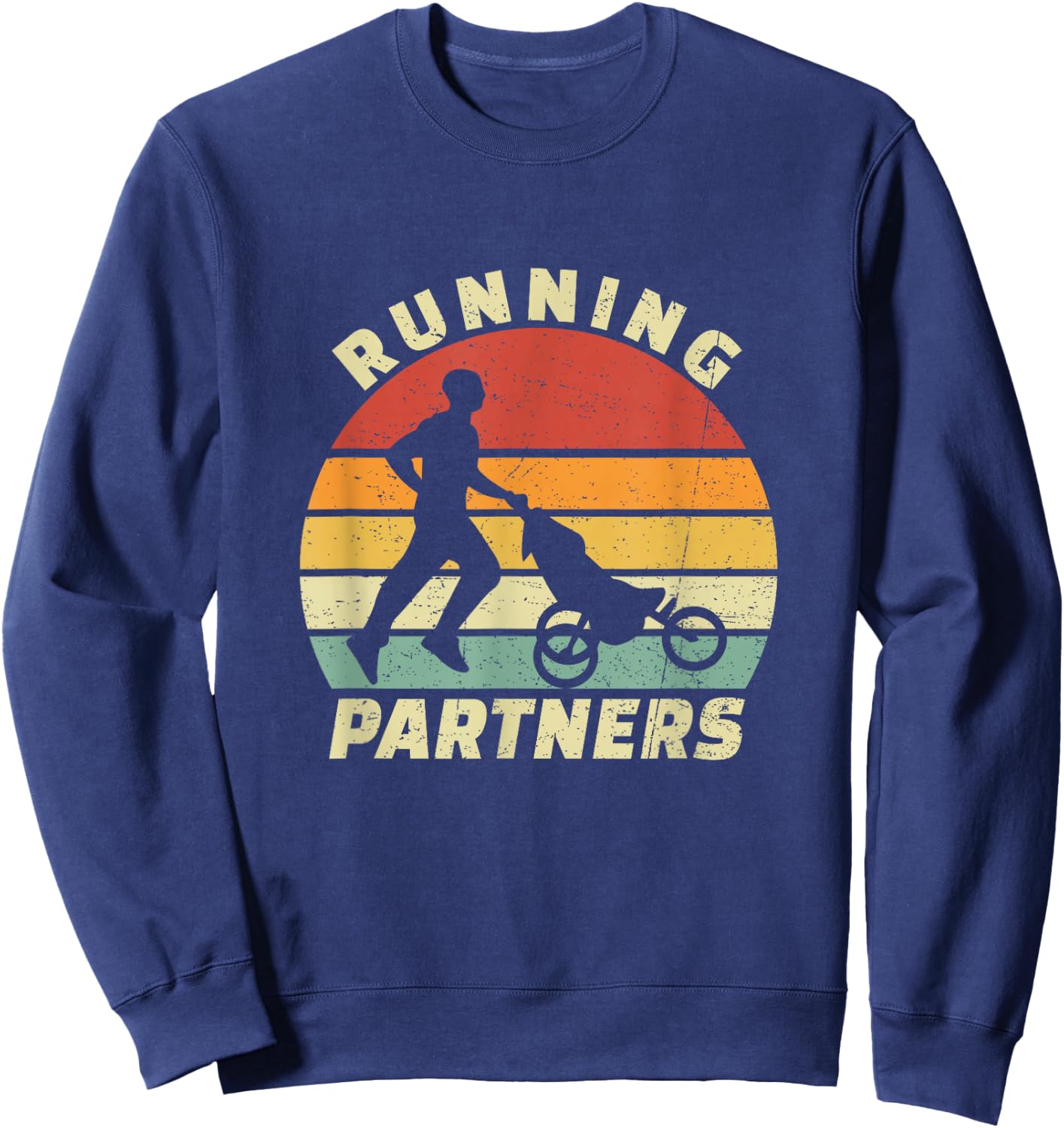 Vintage Running Partners Buggy Baby Stroller Dad Runner Sweatshirt - Sweatshirt | Navy