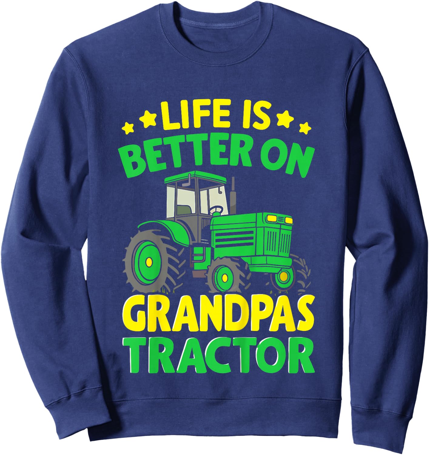 Kids Farmer Funny Tractor Boy On Grandpas Tractor Sweatshirt - Sweatshirt | Navy