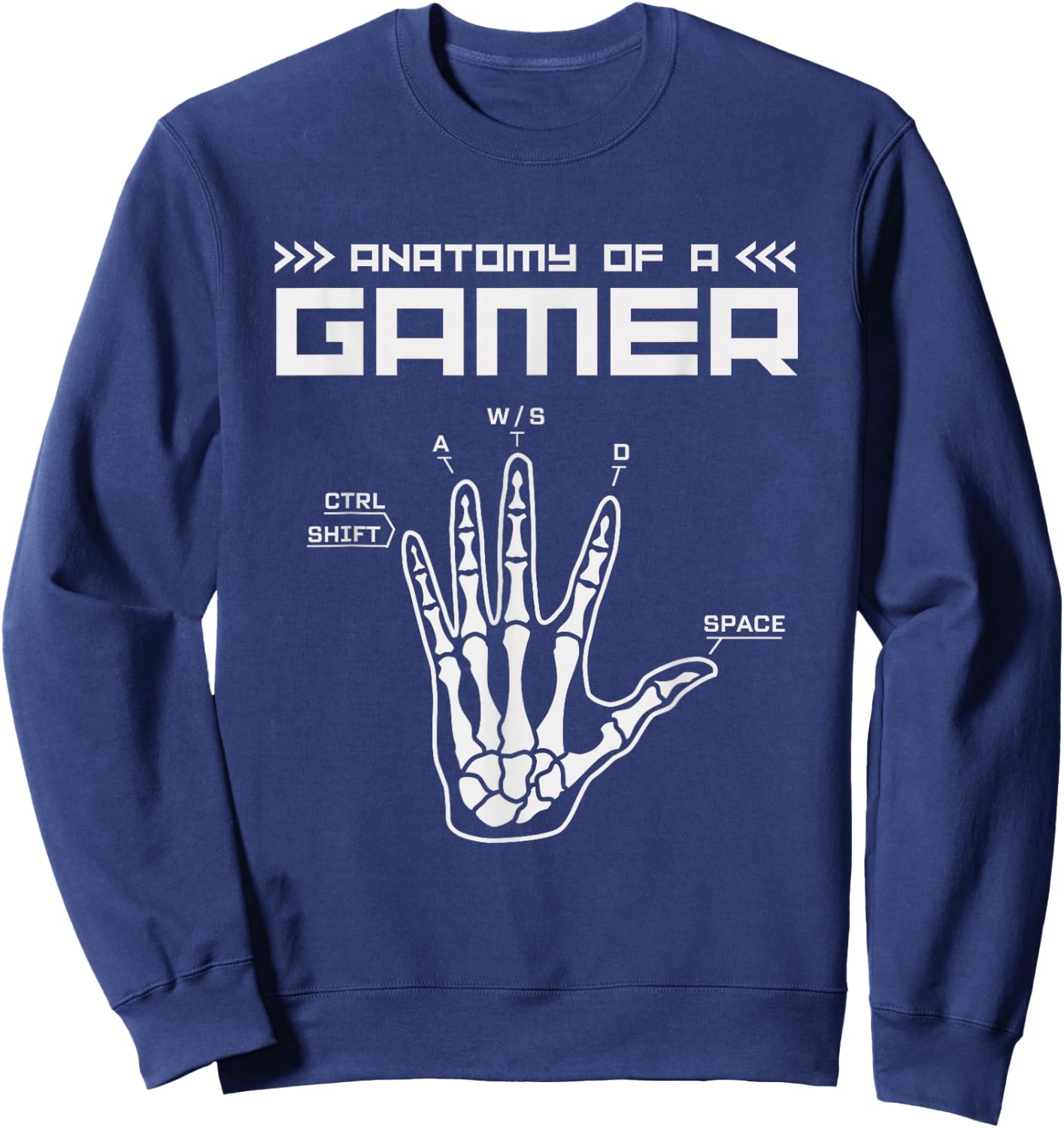 Skeleton Hand Anatomy of a Gamer Pajamas Computer Game Funny , Black, S Sweatshirt - Sweatshirt | Navy