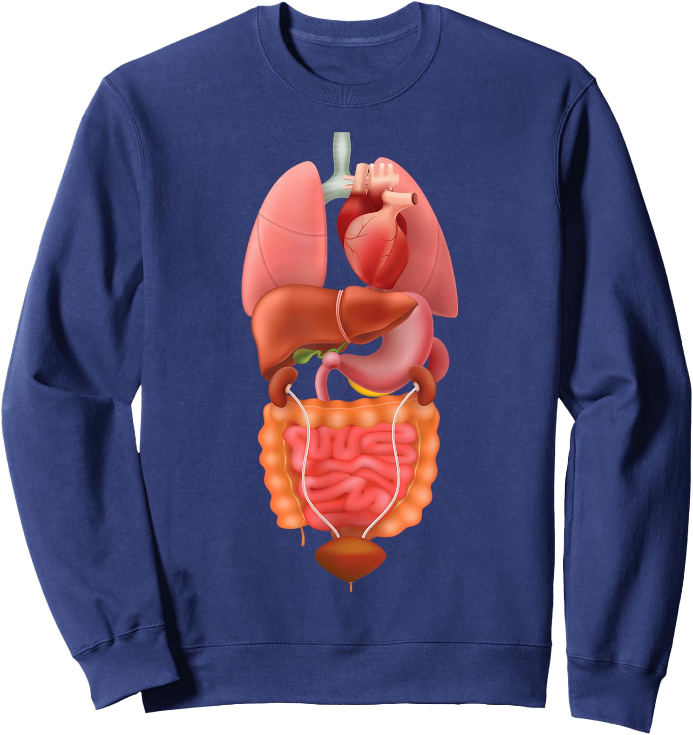 Halloween Human Body Torso Anatomy Internal Organ Fun Print Sweatshirt - Sweatshirt | Navy