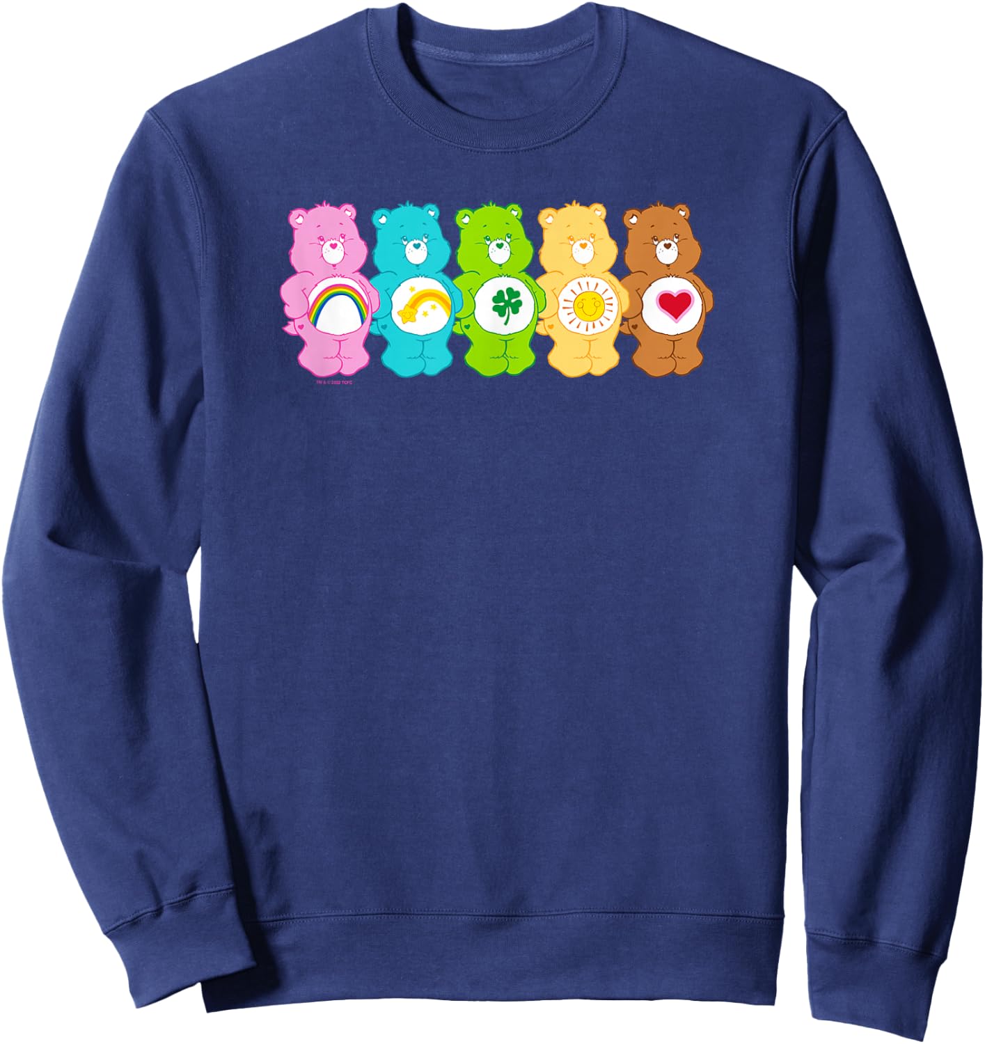 Care Bears Vintage Classic Rainbow Bears Group Line Up , Black, S Sweatshirt - Sweatshirt | Navy