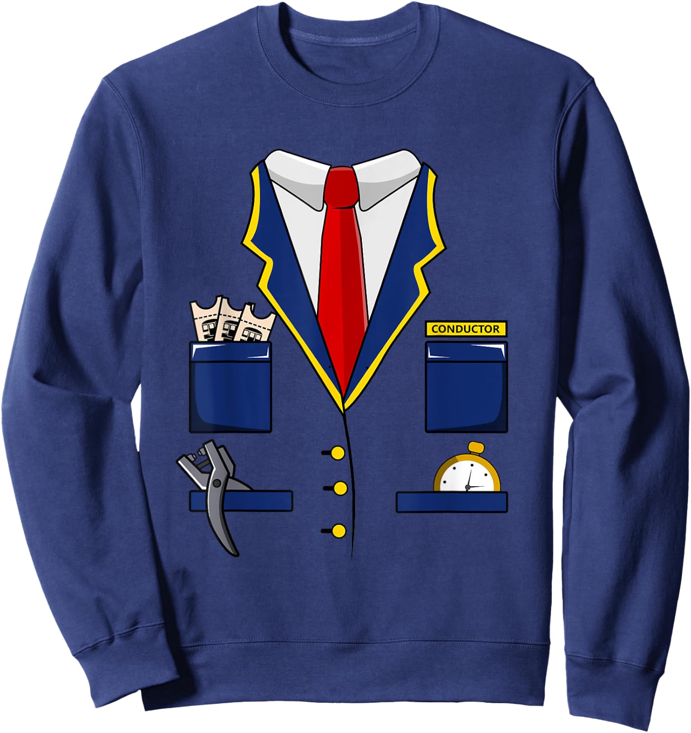 Adult Kids Railroad Halloween Train Conductor Costume Sweatshirt - Sweatshirt | Navy