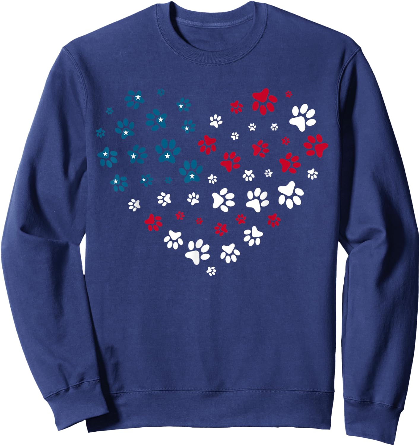 American Flag Patriotic Dog and Cat Paw Print 4th of July Sweatshirt - Sweatshirt | Navy