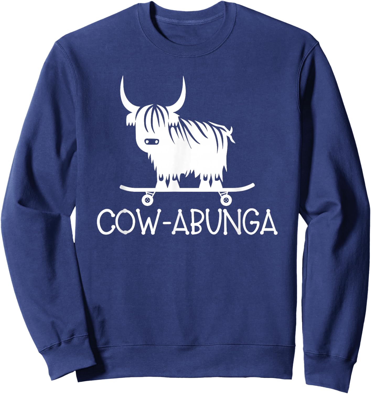Highland Cow Skateboard Cowabunga Funny Western Girl Country Sweatshirt - Sweatshirt | Navy