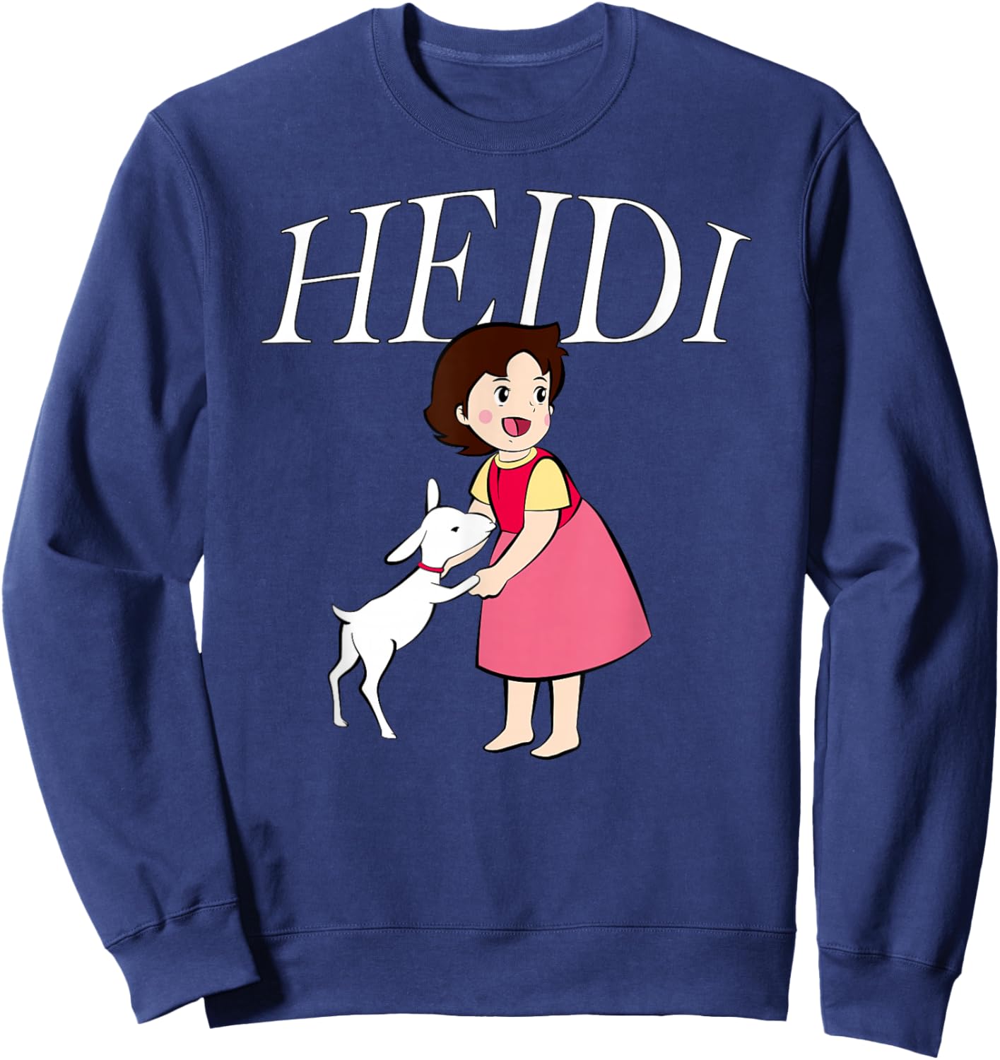 Heidi with Goat Cute Cartoon TV Series with Logo , black Sweatshirt - Sweatshirt | Navy