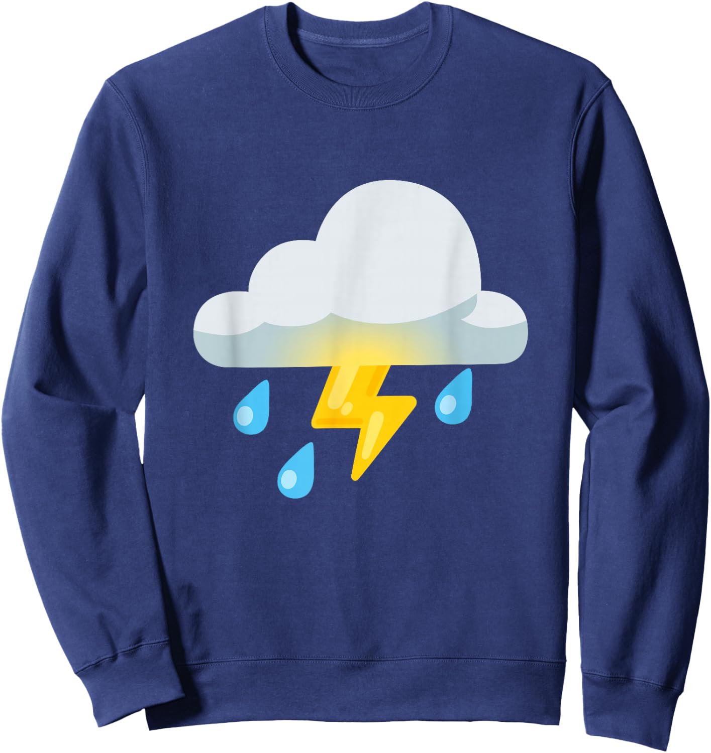 Cloud with Lightning and Rain , black Sweatshirt - Sweatshirt | Navy