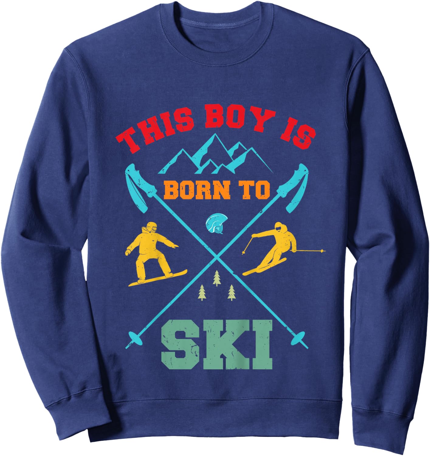 Children's Skiing Cool Boys Riding Ski Funny Boys , black Sweatshirt - Sweatshirt | Navy