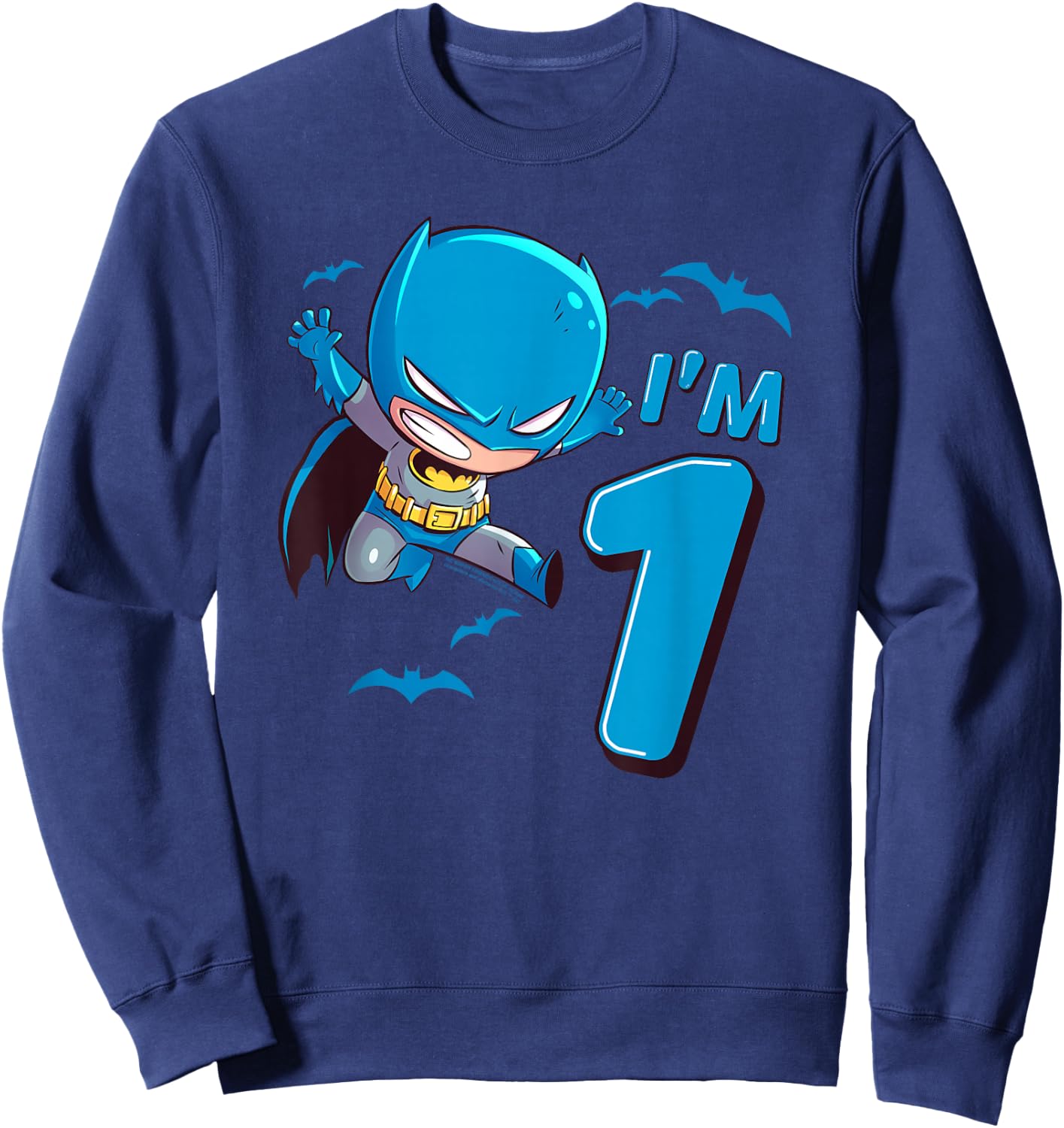 Batman 1st Birthday Cute I'm 1 Sweatshirt - Sweatshirt | Navy