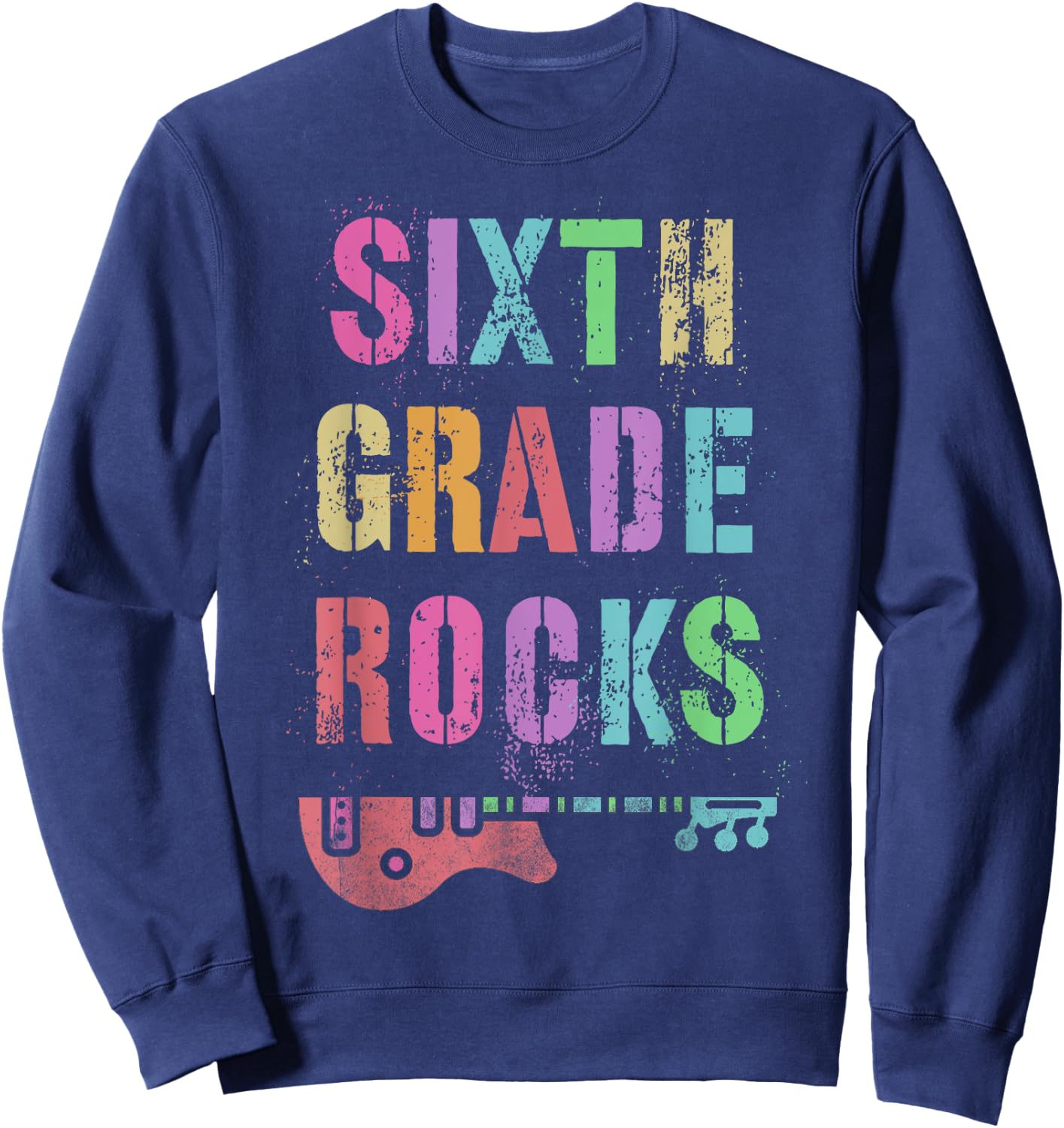 6th GRADE ROCKS Testing Teacher Rockstar Team Sixth Grader Women Girls Kids Sweatshirt - Sweatshirt | Navy