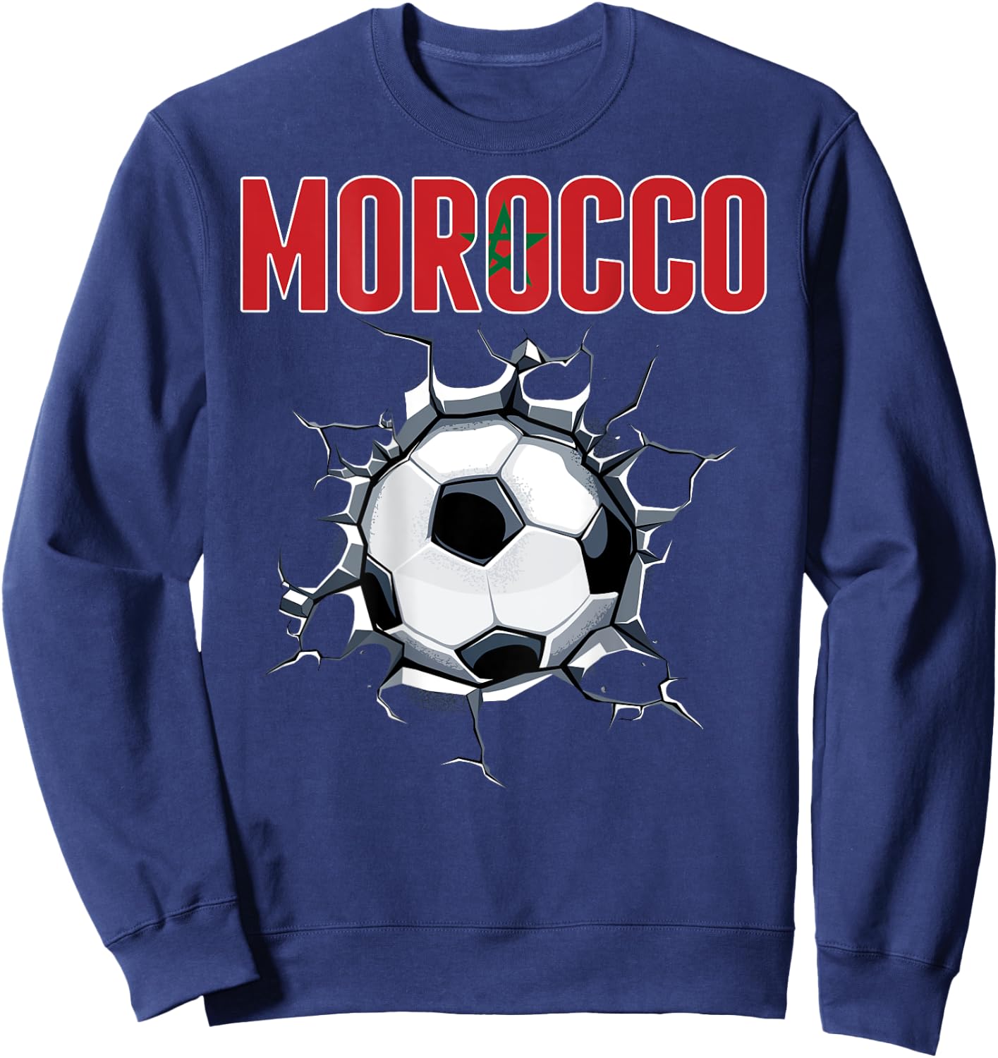 Morocco Soccer Fans Jersey Moroccan Football In Cracked Wall Sweatshirt - Sweatshirt | Navy