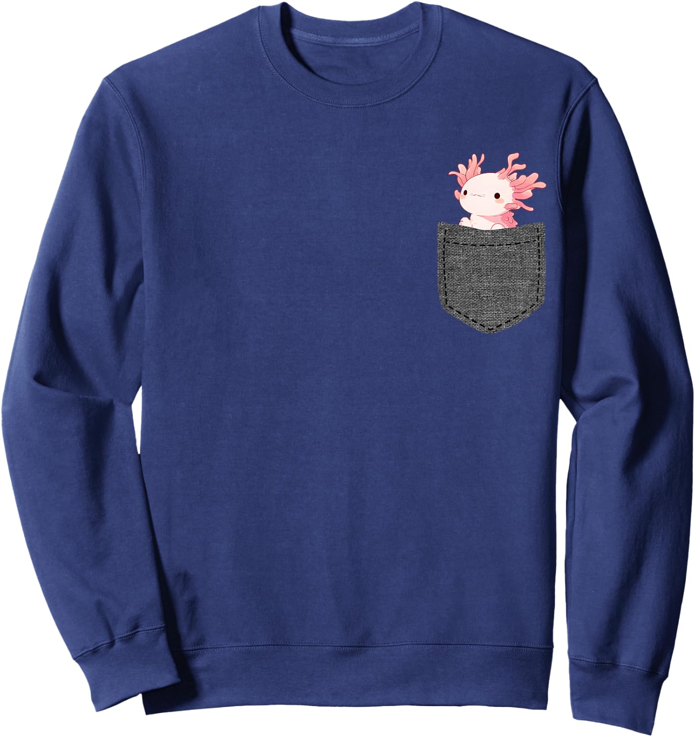 Axolotl in Chest Pocket, black Sweatshirt - Sweatshirt | Navy