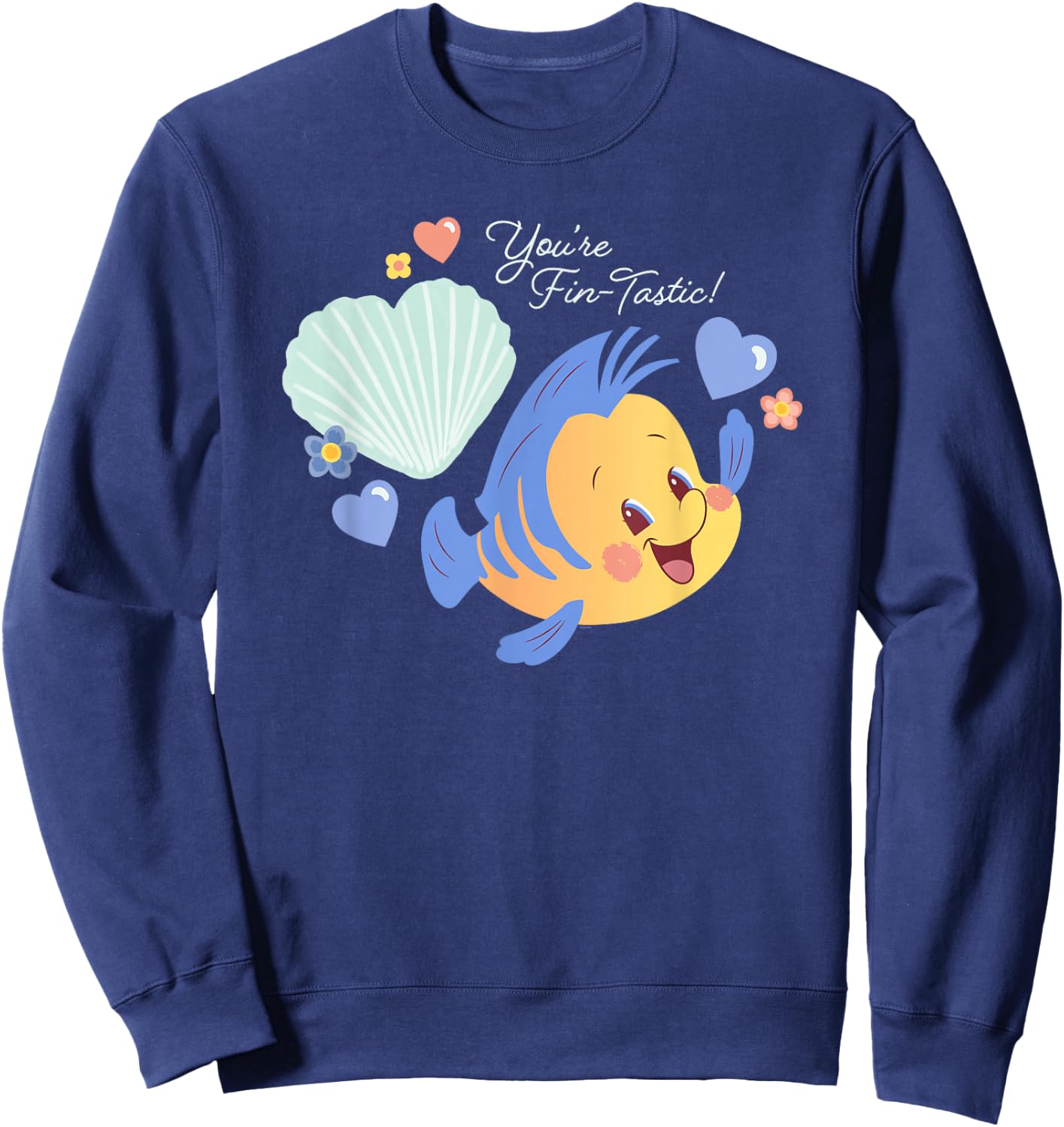 Disney Little Mermaid Flounder You’re Fin-Tastic Valentine’s Sweatshirt - Sweatshirt | Navy