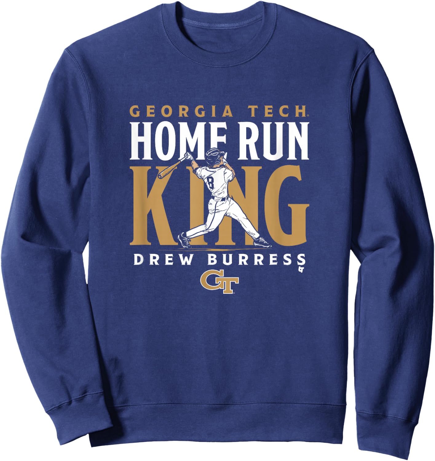 Drew Burress - Home Run King - Georgia Tech Baseball Sweatshirt - Sweatshirt | Navy