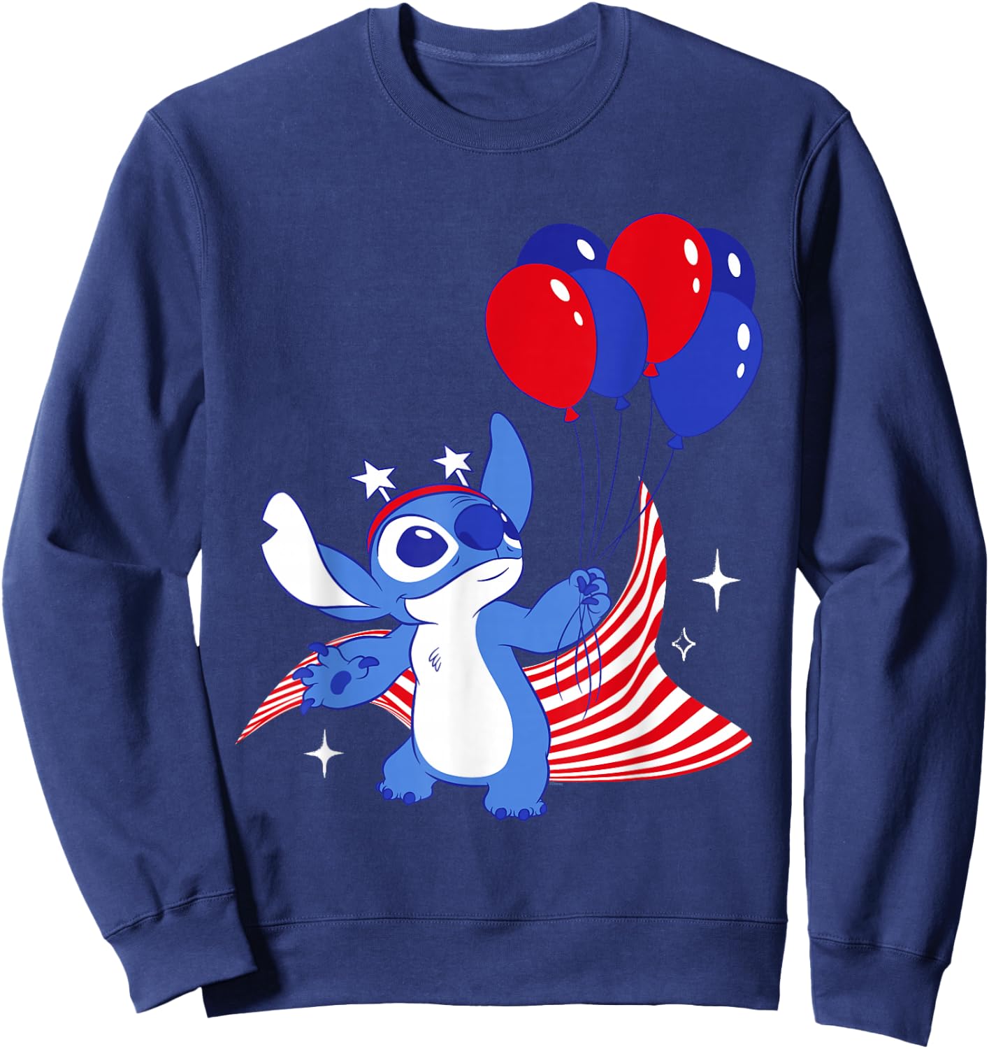 Disney Stitch with Balloons Americana 4th of July USA 250th Sweatshirt - Sweatshirt | Navy