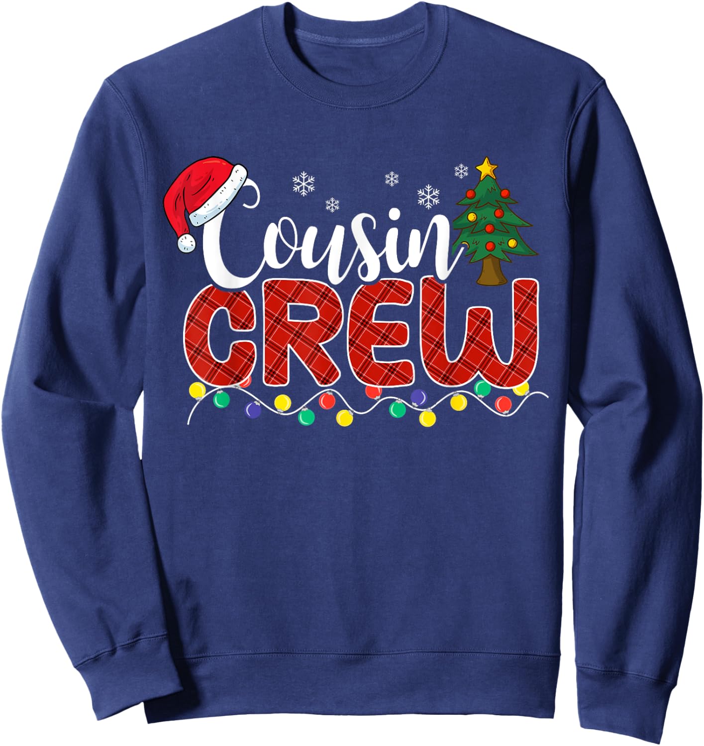 Christmas Cousin Crew Plaid Santa Family Matching Pajamas Sweatshirt - Sweatshirt | Navy