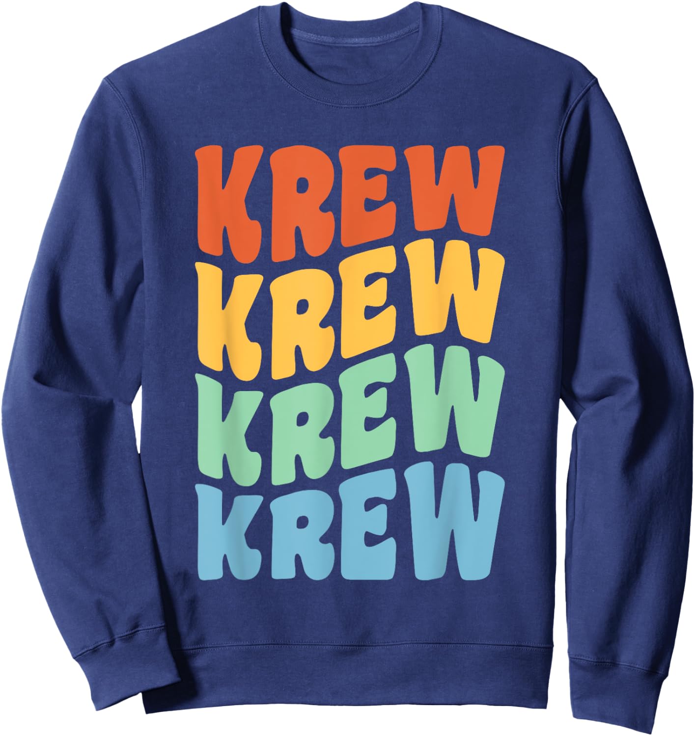 Krew First Name Retro Groovy Personalized Sweatshirt - Sweatshirt | Navy