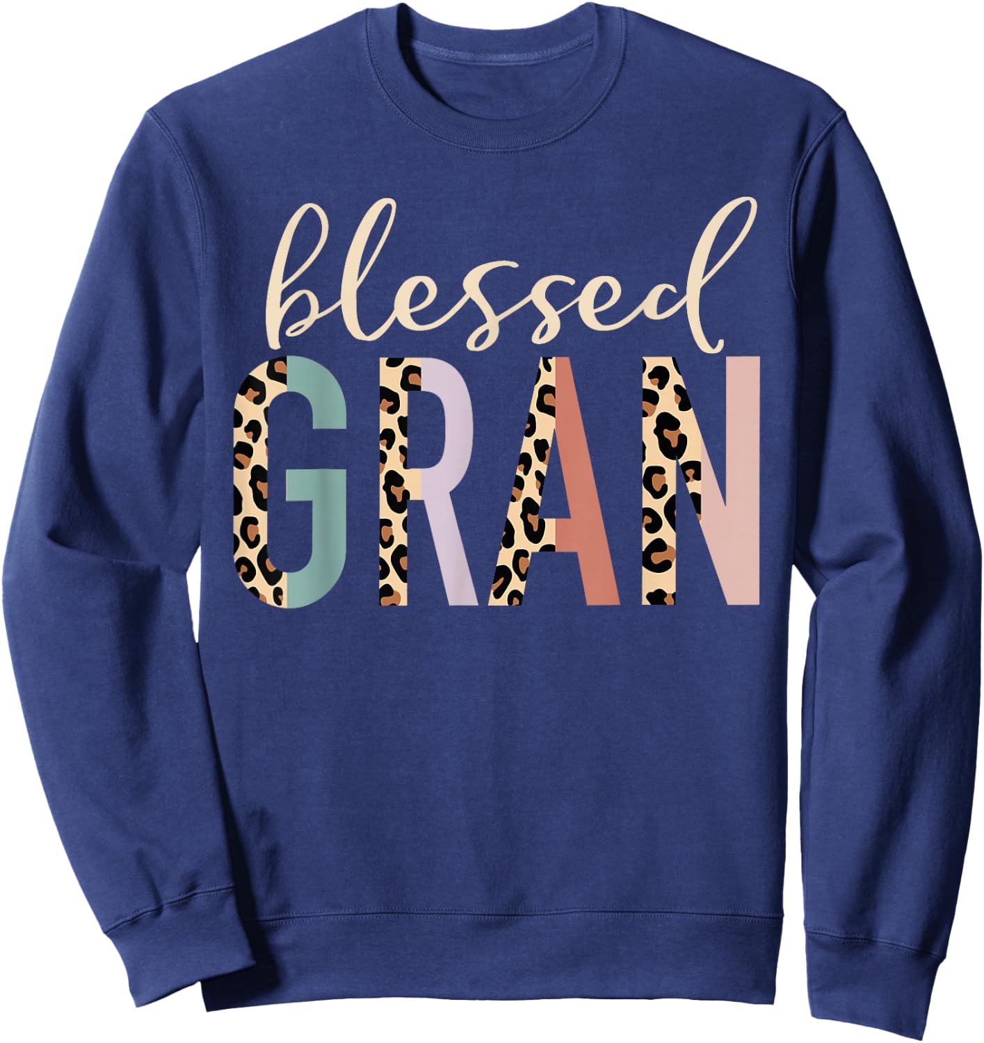 Blessed Gran Cute Leopard Print Sweatshirt - Sweatshirt | Navy