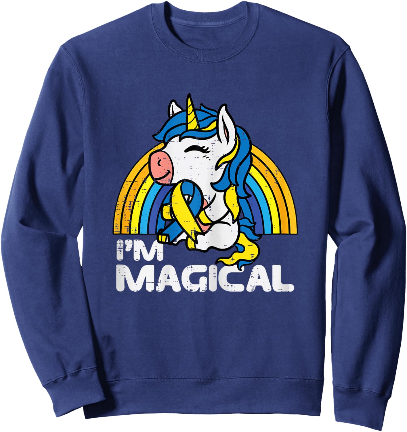 Down Syndrome Awareness Unicorn Magical Toddler Girls Kids Sweatshirt - Sweatshirt | Navy