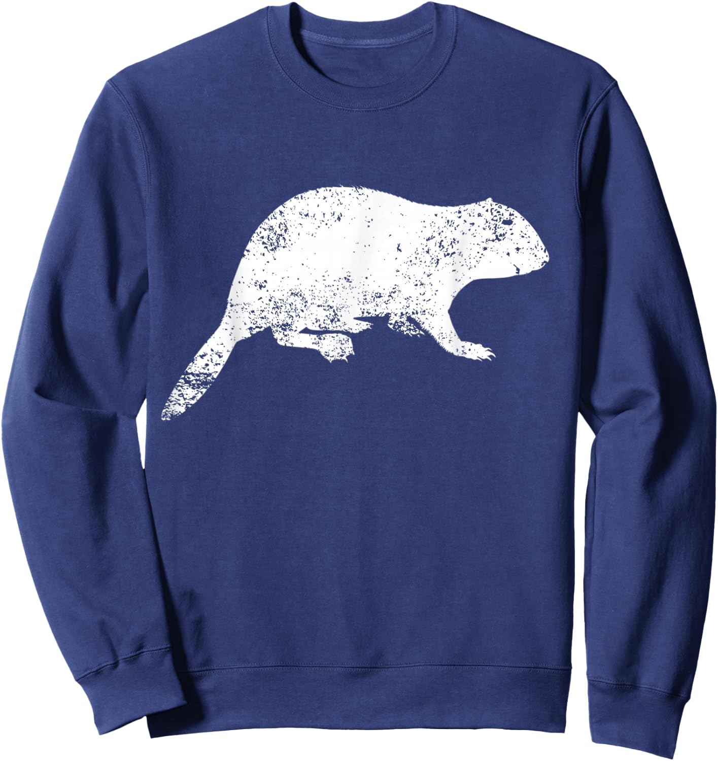 Distressed Grunge Beaver Print - Vintage Beaver Sweatshirt - Sweatshirt | Navy