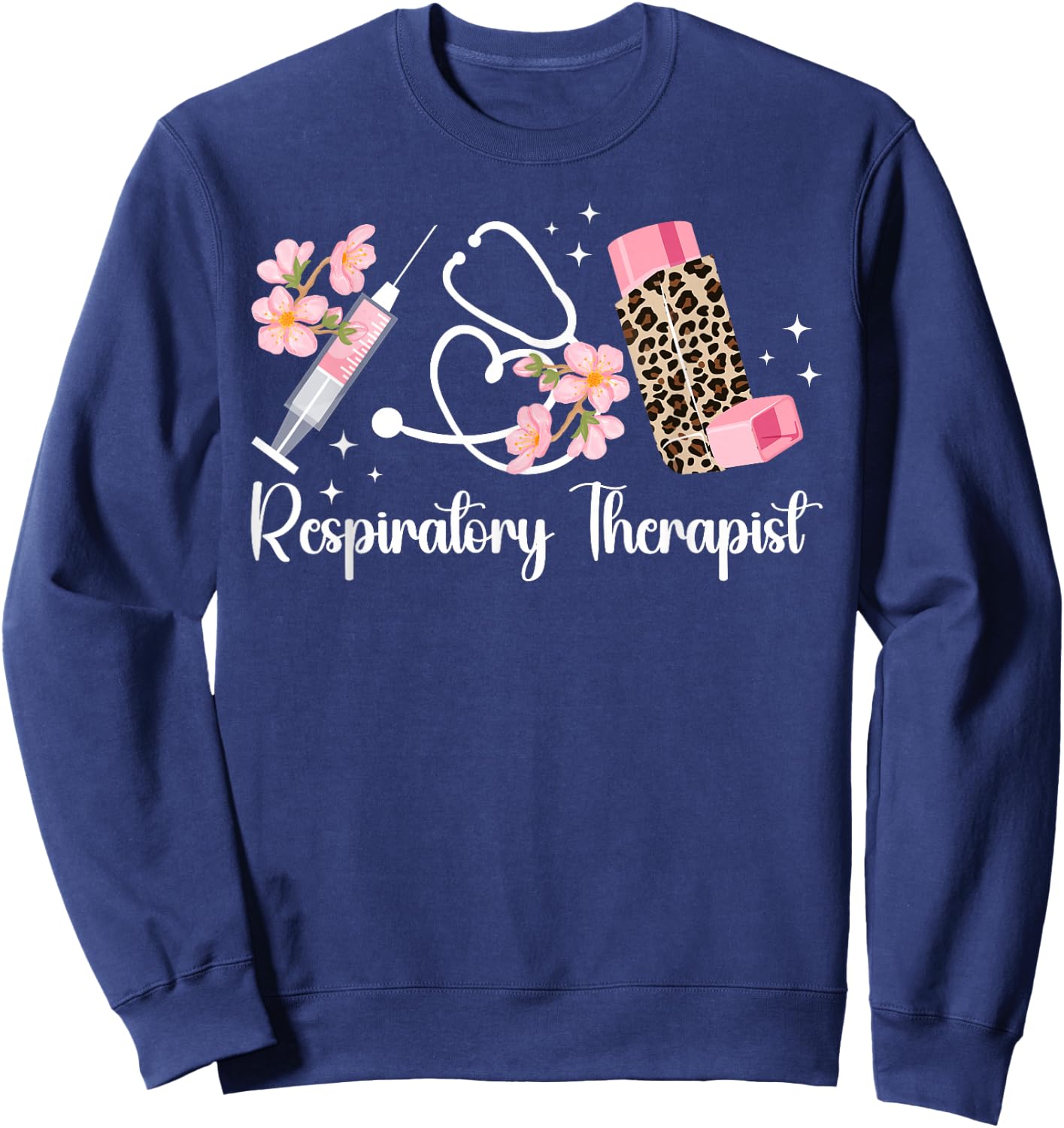 Respiratory Therapist Leopard Respiratory Therapy RT Sweatshirt - Sweatshirt | Navy