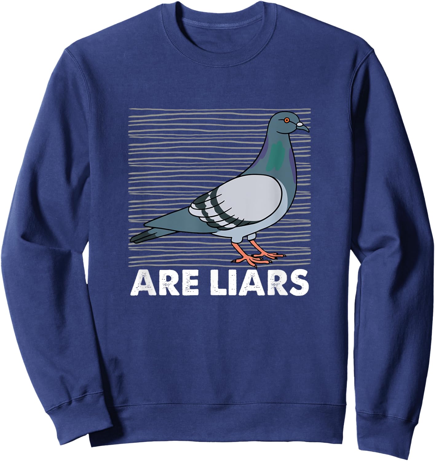 Pigeons Are Liars Aren't Real Spies Birds Pun Gift Sweatshirt - Sweatshirt | Navy