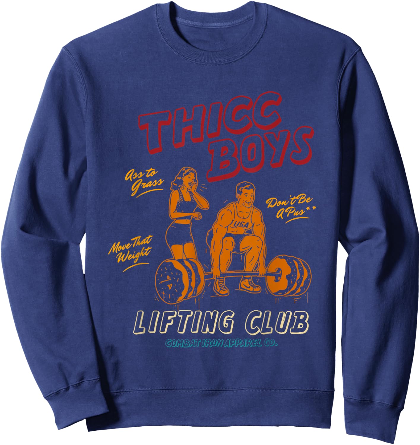 Thicc Boys Work-out Club Sweatshirt - Sweatshirt | Navy