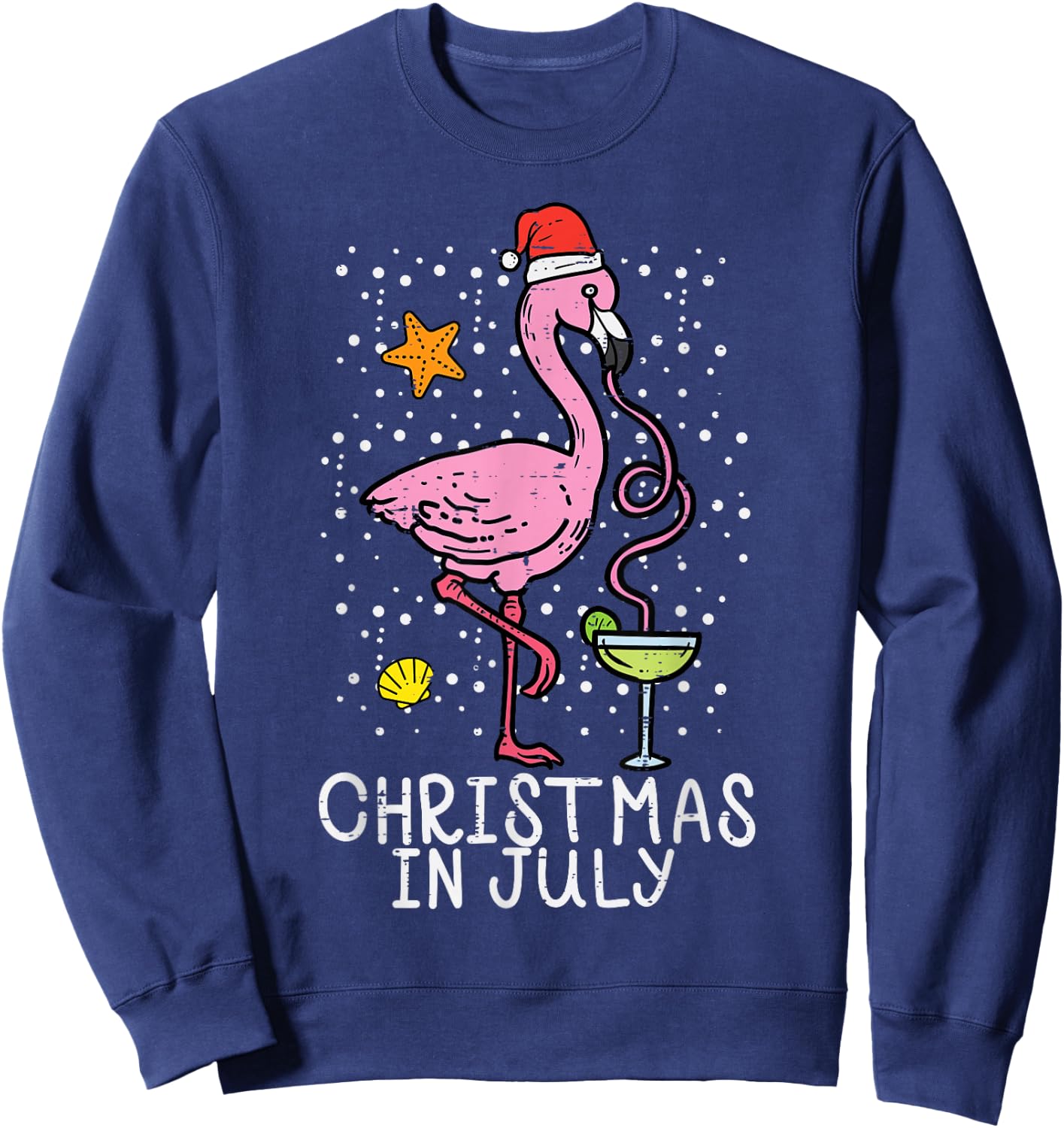 Christmas In July Flamingo Santa Summer Xmas Women Men Kids Sweatshirt - Sweatshirt | Navy