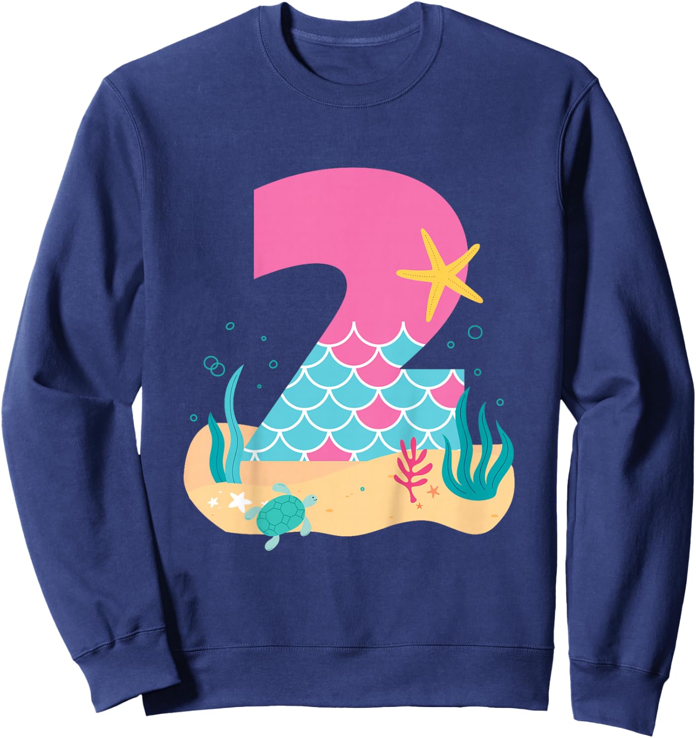 Kids Cute 2nd Birthday Outfits for Girls Mermaid 2 Year Old Sweatshirt - Sweatshirt | Navy