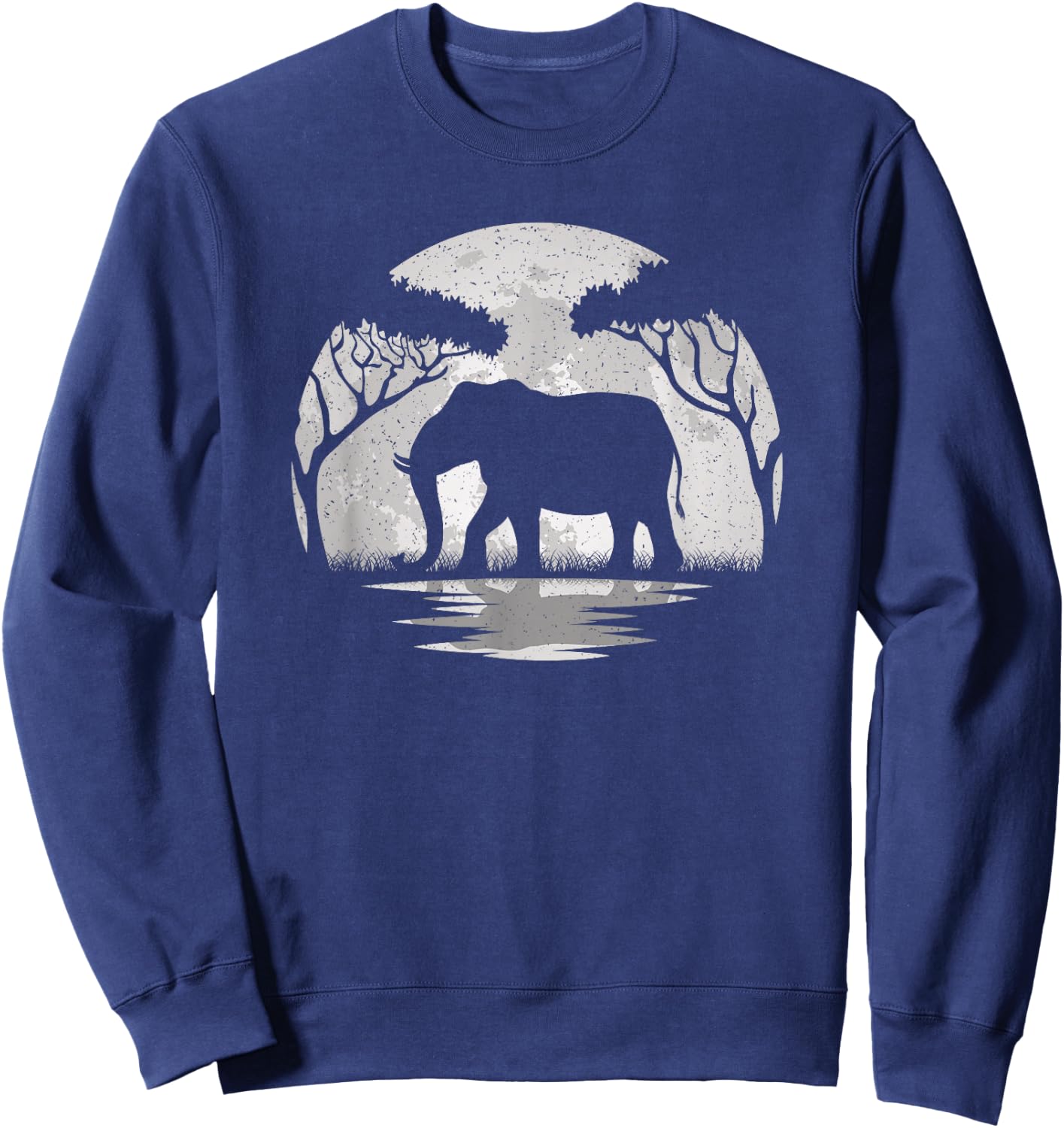 Elephant Moon Vintage Elephant Lover Wildlife Men Women Sweatshirt - Sweatshirt | Navy