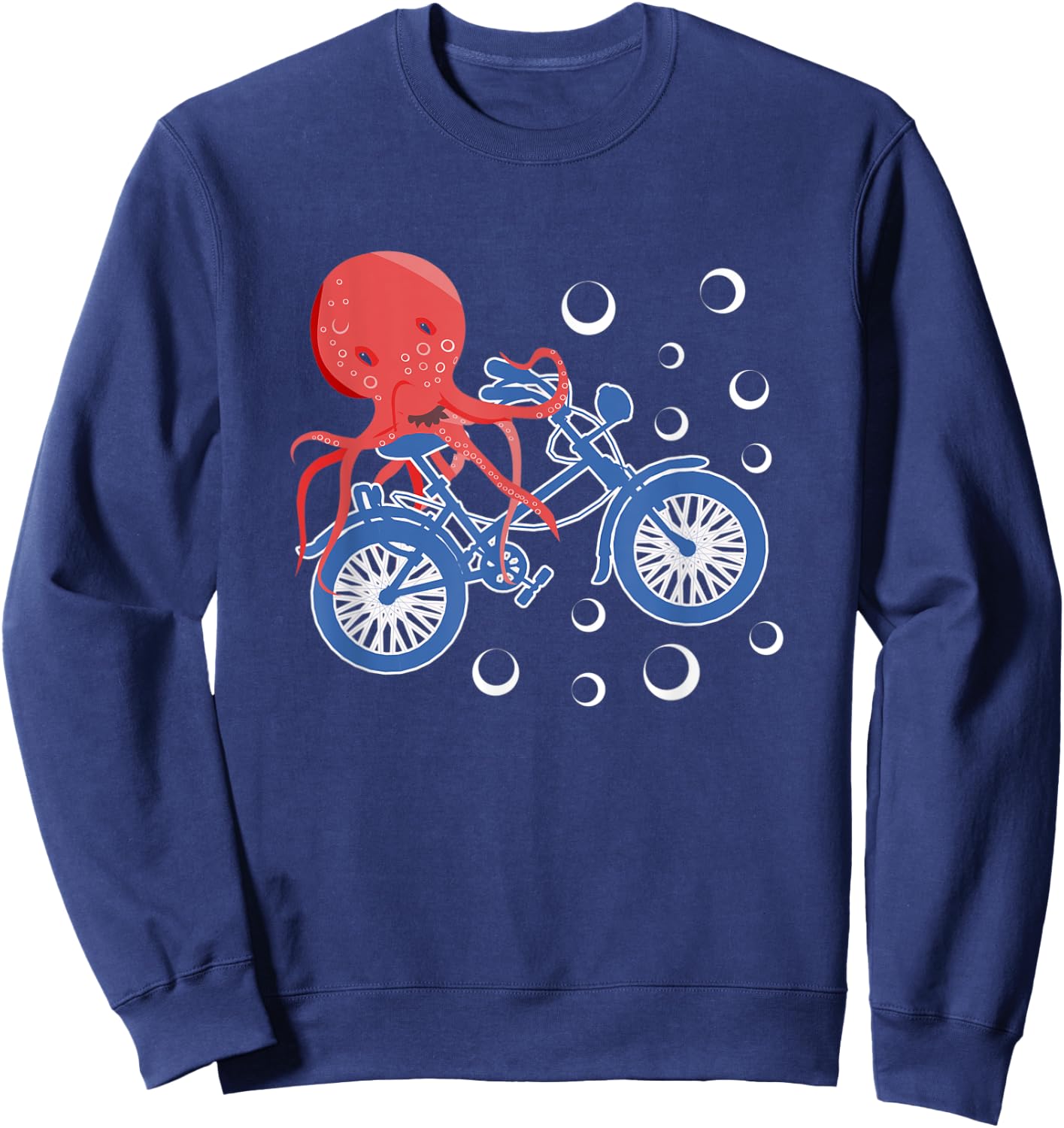 Octopus Riding A Bicycle Bike Riding Octopus Sweatshirt - Sweatshirt | Navy