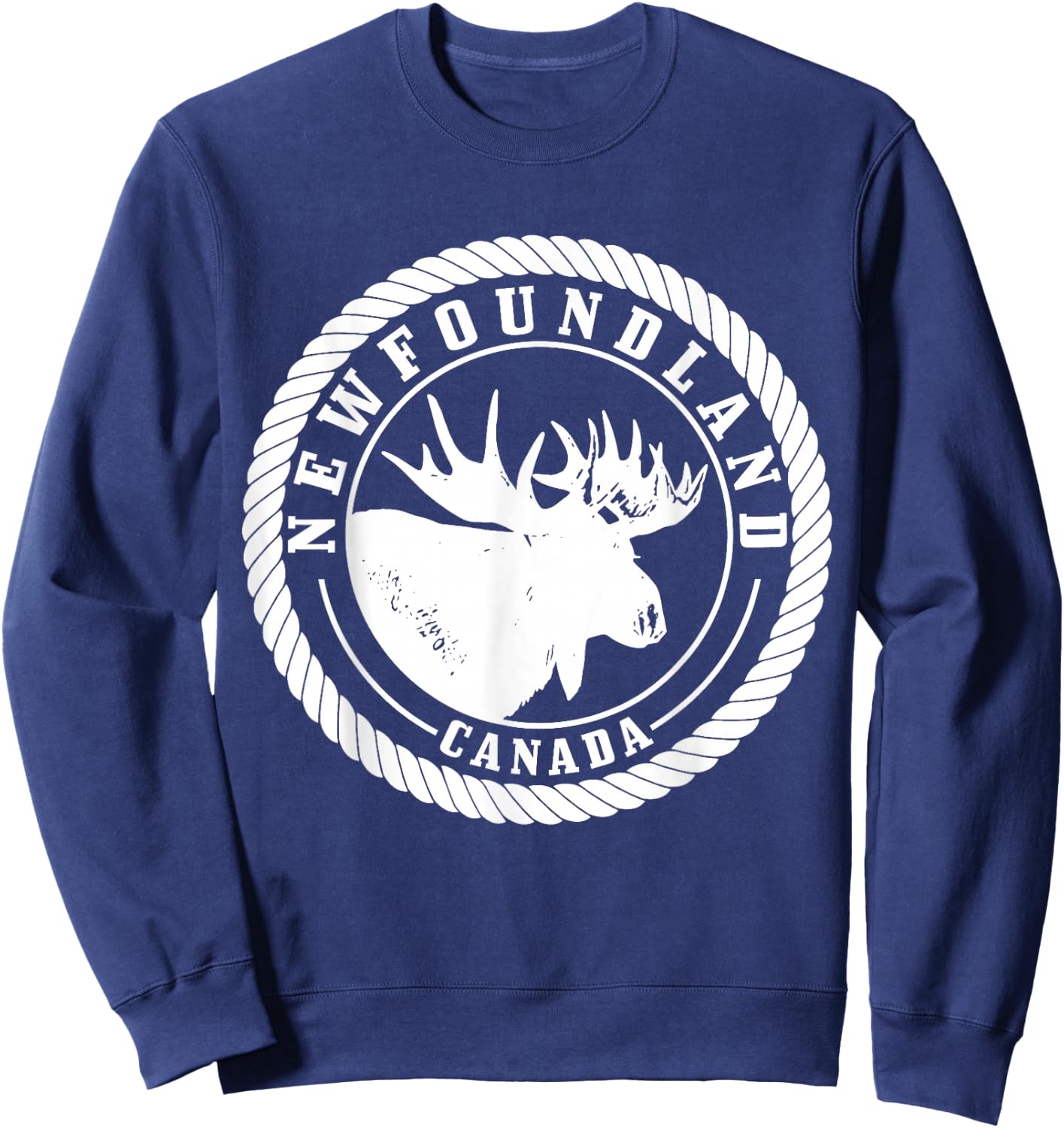 Newfoundland Canada Elk Vintage Hiking Nature Canadian Sweatshirt - Sweatshirt | Navy