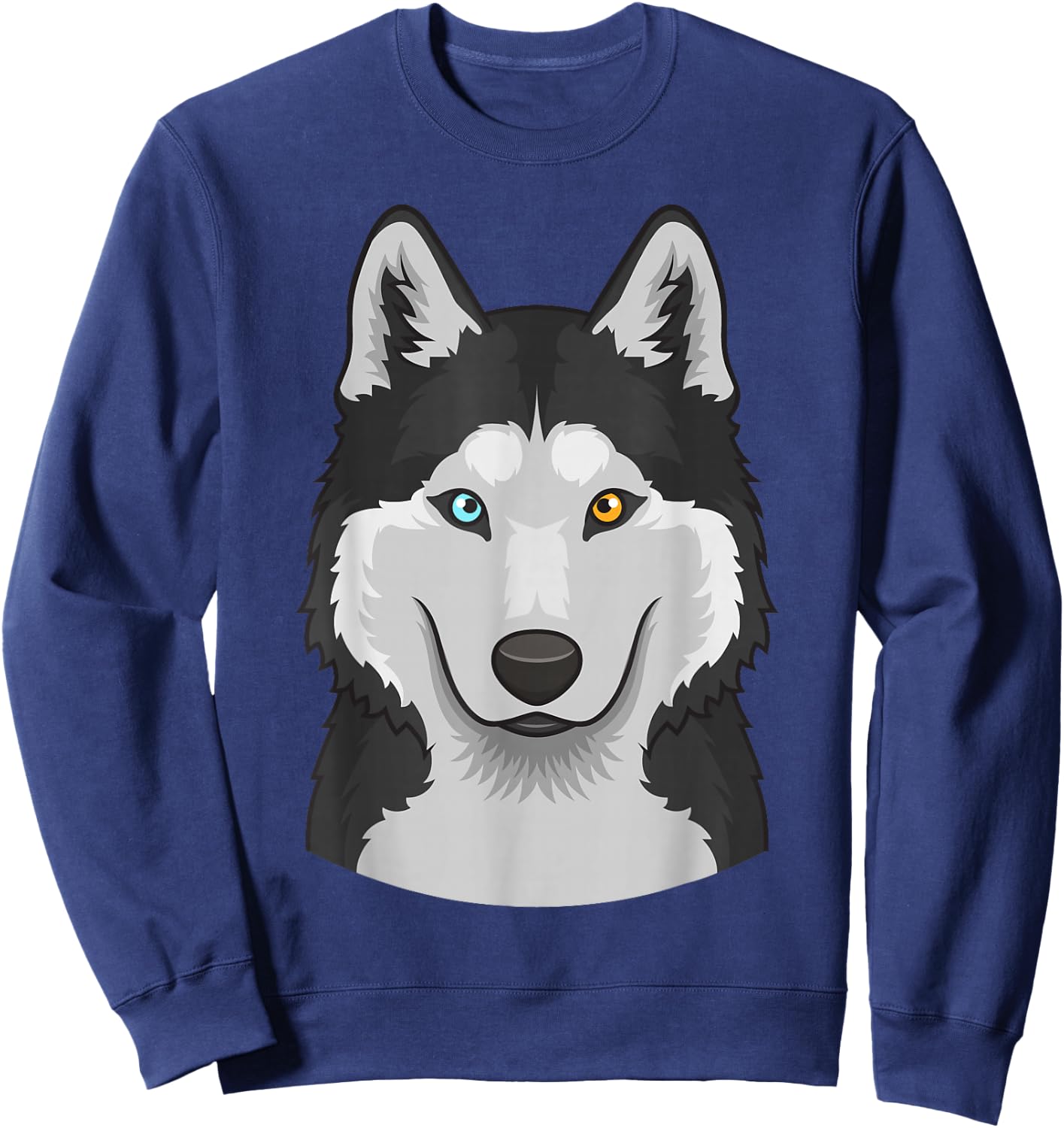 Siberian Husky face cute blue-brown eyes dog Sweatshirt - Sweatshirt | Navy