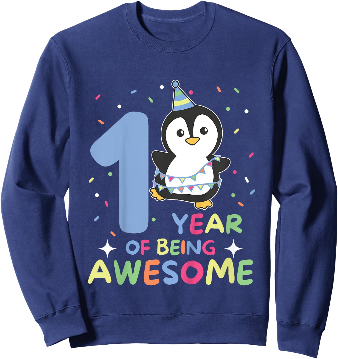 Penguin For 1st Birthday For Children One Year Old Penguin Sweatshirt - Sweatshirt | Navy