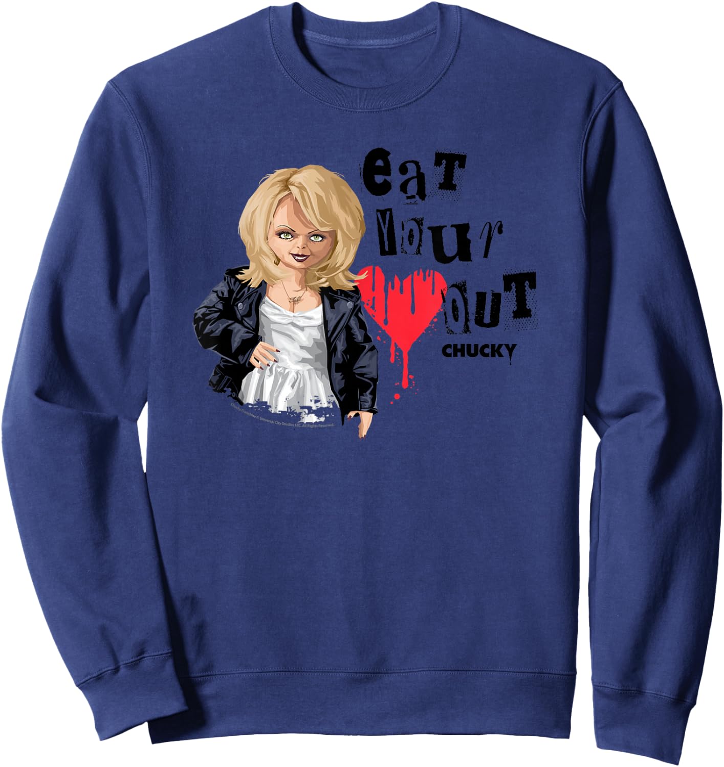Chucky Tiffany Eat Your Heart Out Valentine Sweatshirt - Sweatshirt | Navy