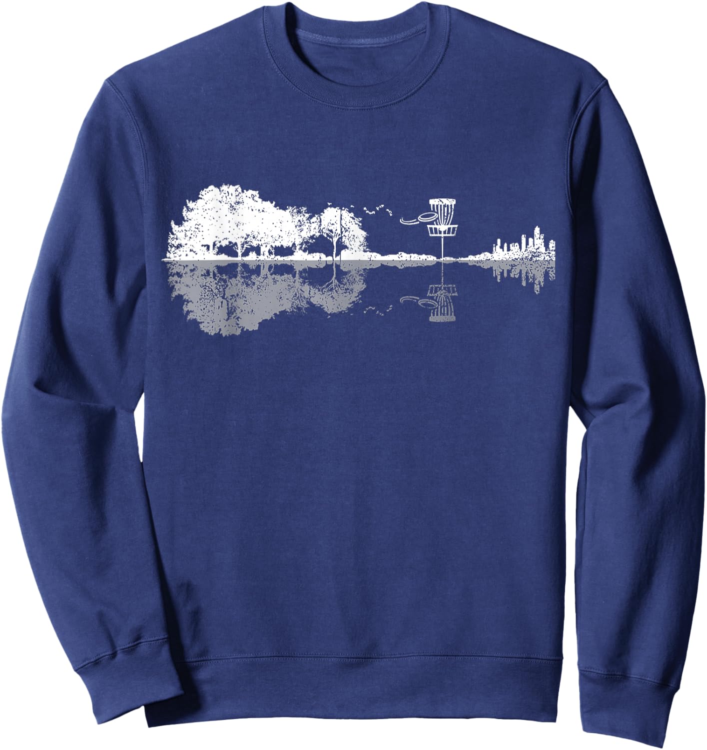 Disc Golf Sunset Guitar Guitarist Player Golfing Golfer Sweatshirt - Sweatshirt | Navy