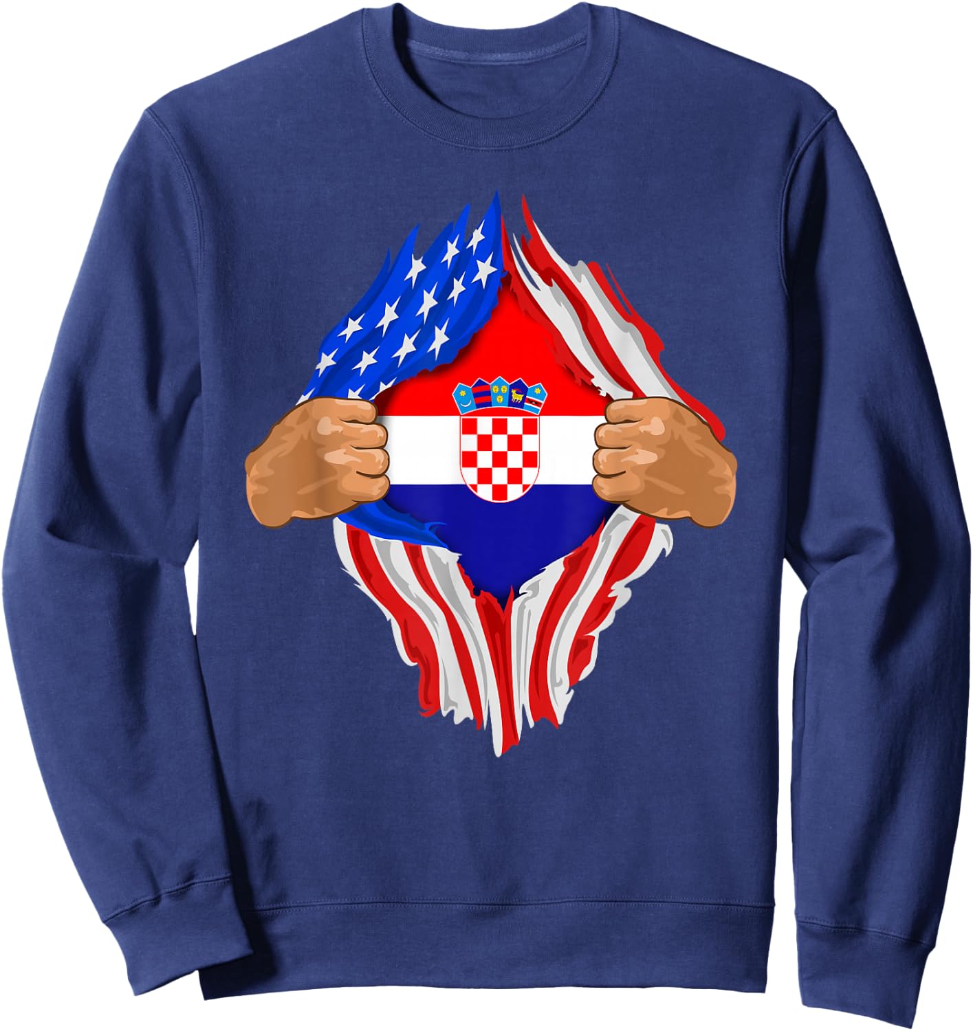 Croatian Blood Inside Me | Croatia Flag Gift Sweatshirt - Sweatshirt | Navy