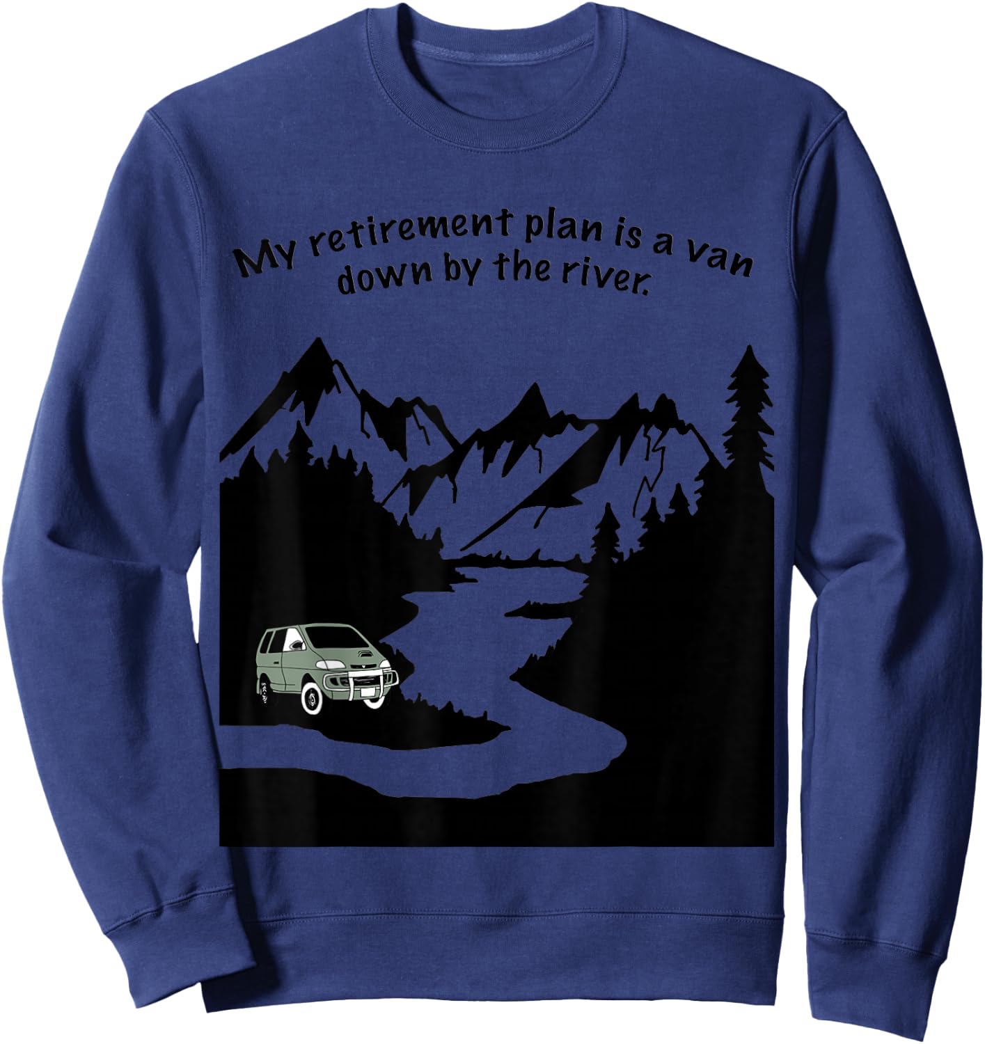 Van down by the river - Camping, climbing, hiking Sweatshirt - Sweatshirt | Navy