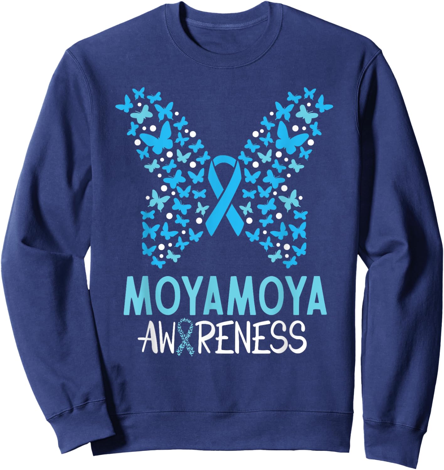 Moyamoya Disease Awareness Butterfly Shirt & Men Sweatshirt - Sweatshirt | Navy