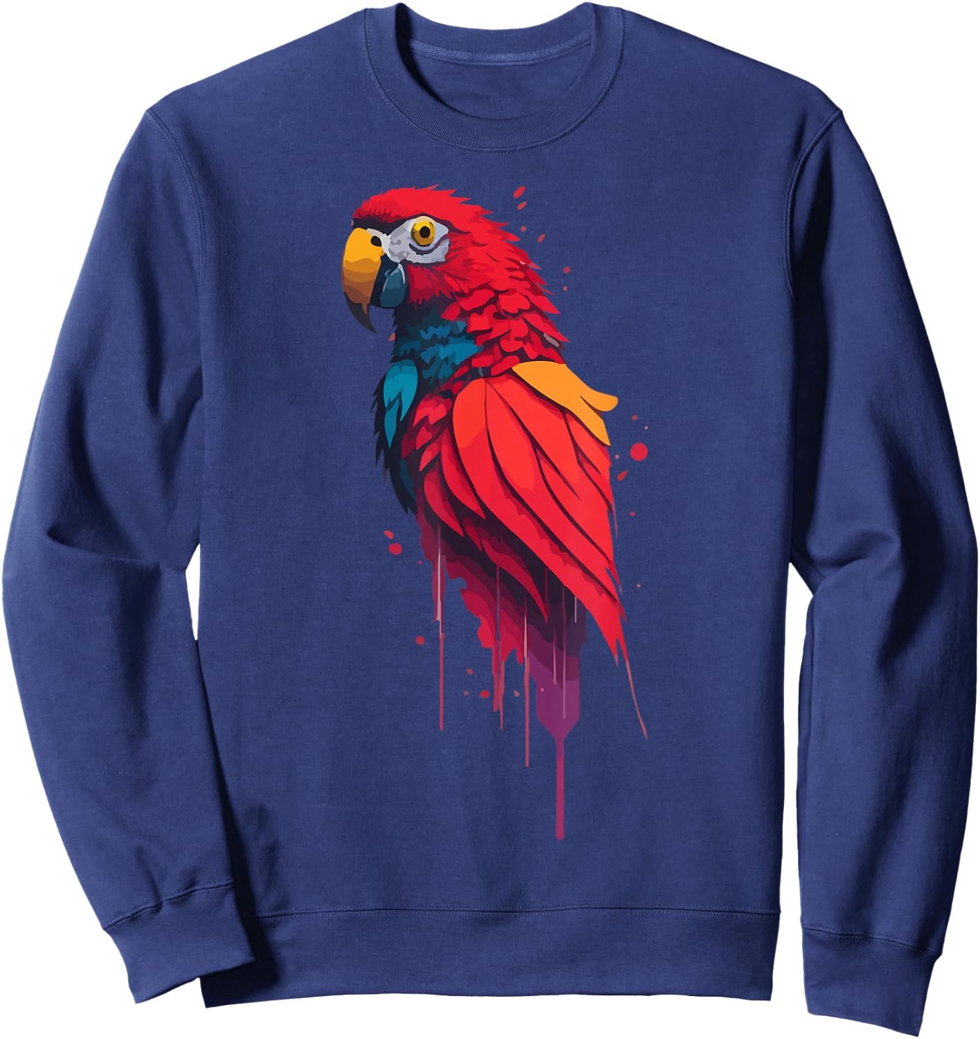 Colorful Parrot Watercolor Sweatshirt - Sweatshirt | Navy