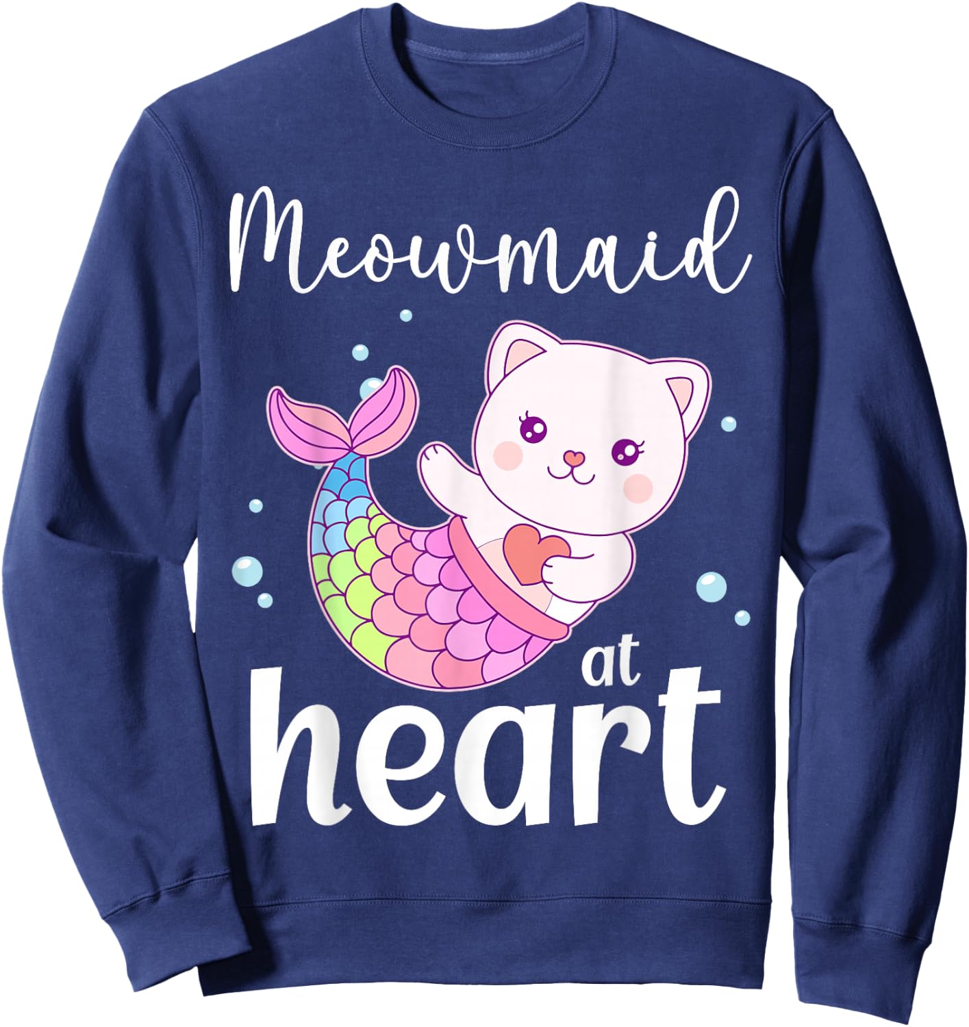 Mercat Moewmaid Mermaid Cat Sweatshirt - Sweatshirt | Navy