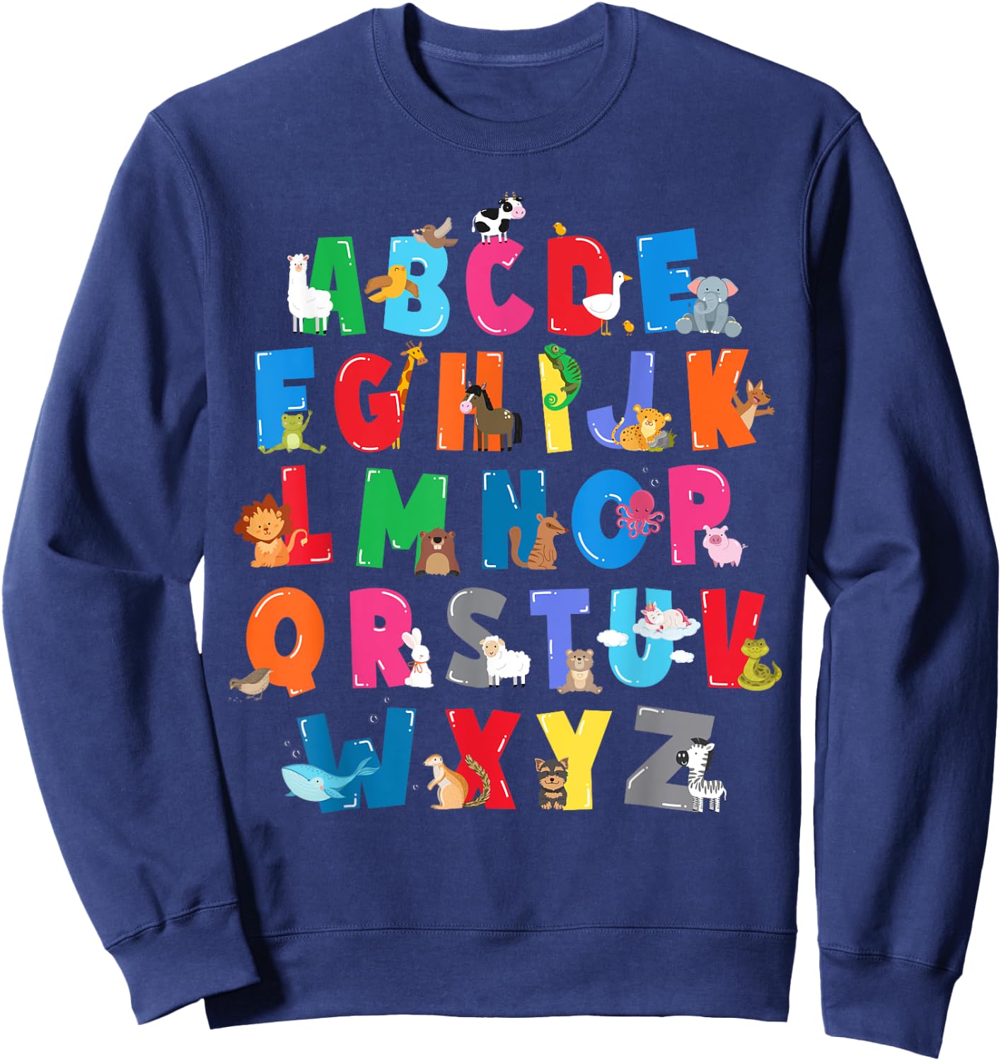 Funny Zoo Animal Alphabet ABCs Learning for Boys and Girls Sweatshirt - Sweatshirt | Navy