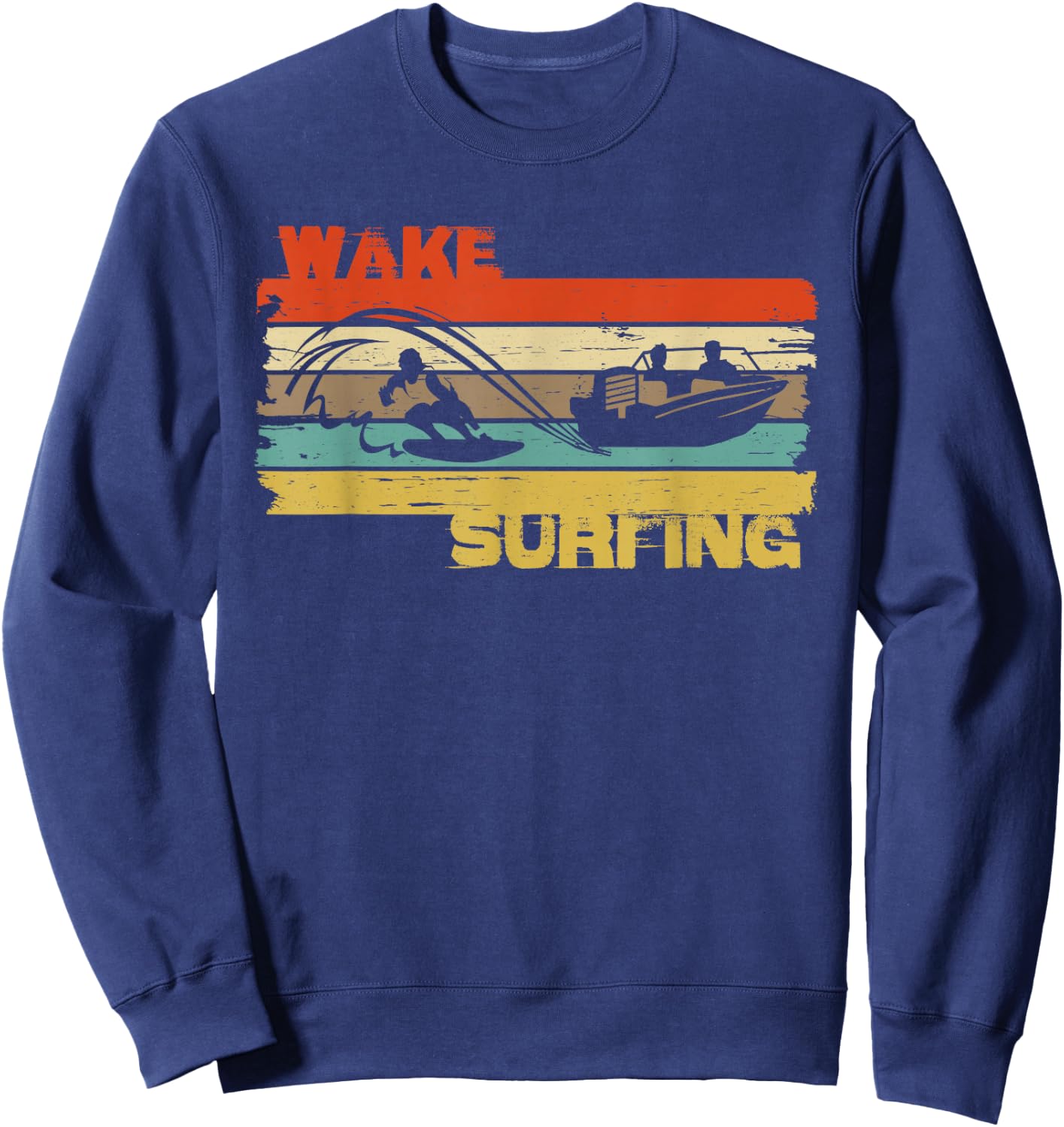 Wakesurfing wake surf vintage shirt for pro wakesurfer Sweatshirt - Sweatshirt | Navy