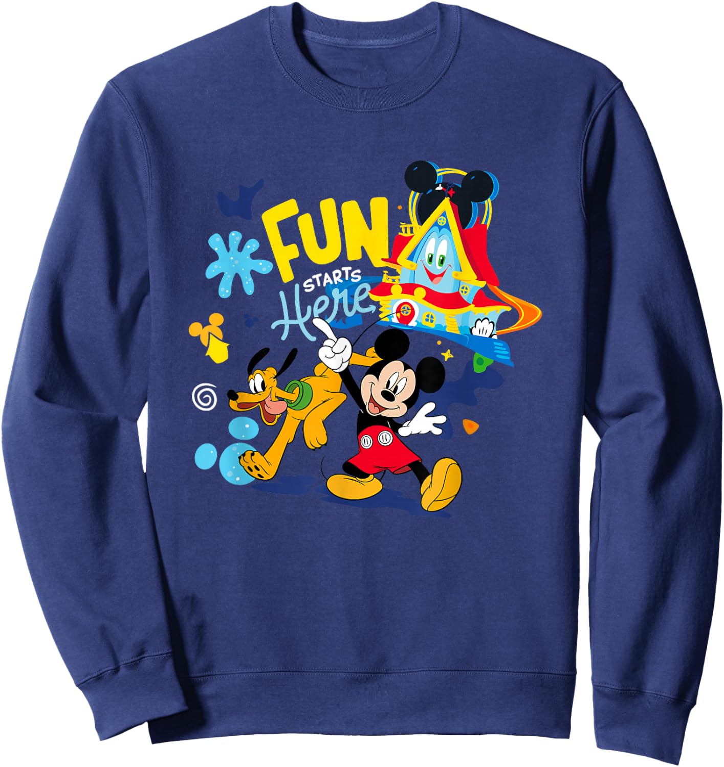 Disney Mickey And Friends Fun Starts Here Funhouse Group Sweatshirt - Sweatshirt | Navy