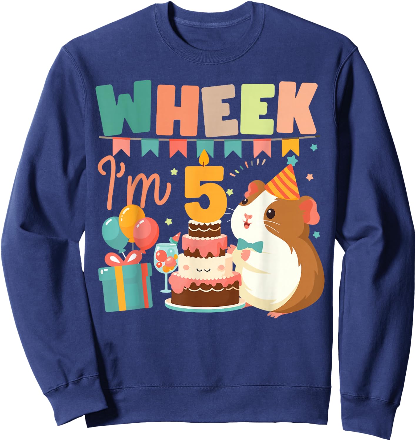 Guinea Pig 5th Birthday Wheek I'm 5 Sweatshirt - Sweatshirt | Navy