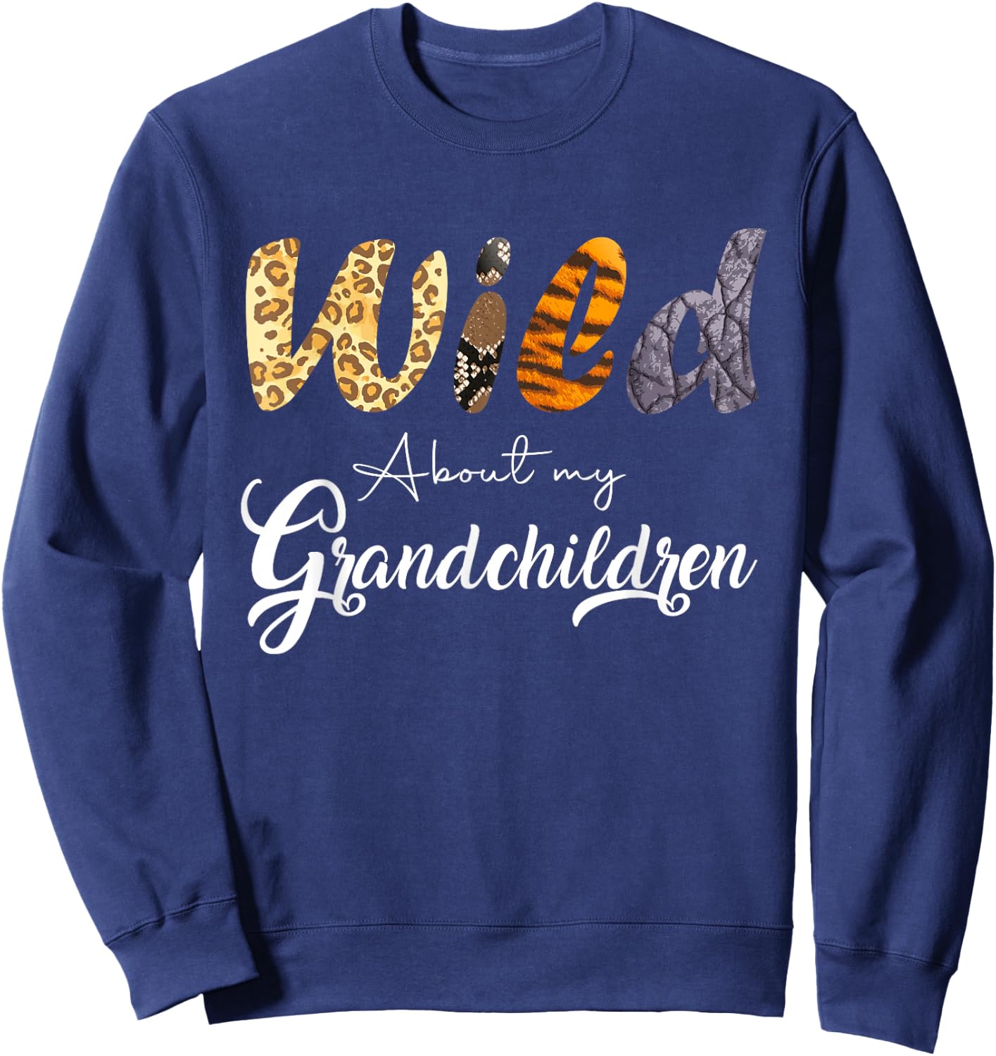 Family Grandparents Leopard Wild About My Grandchildren Sweatshirt - Sweatshirt | Navy