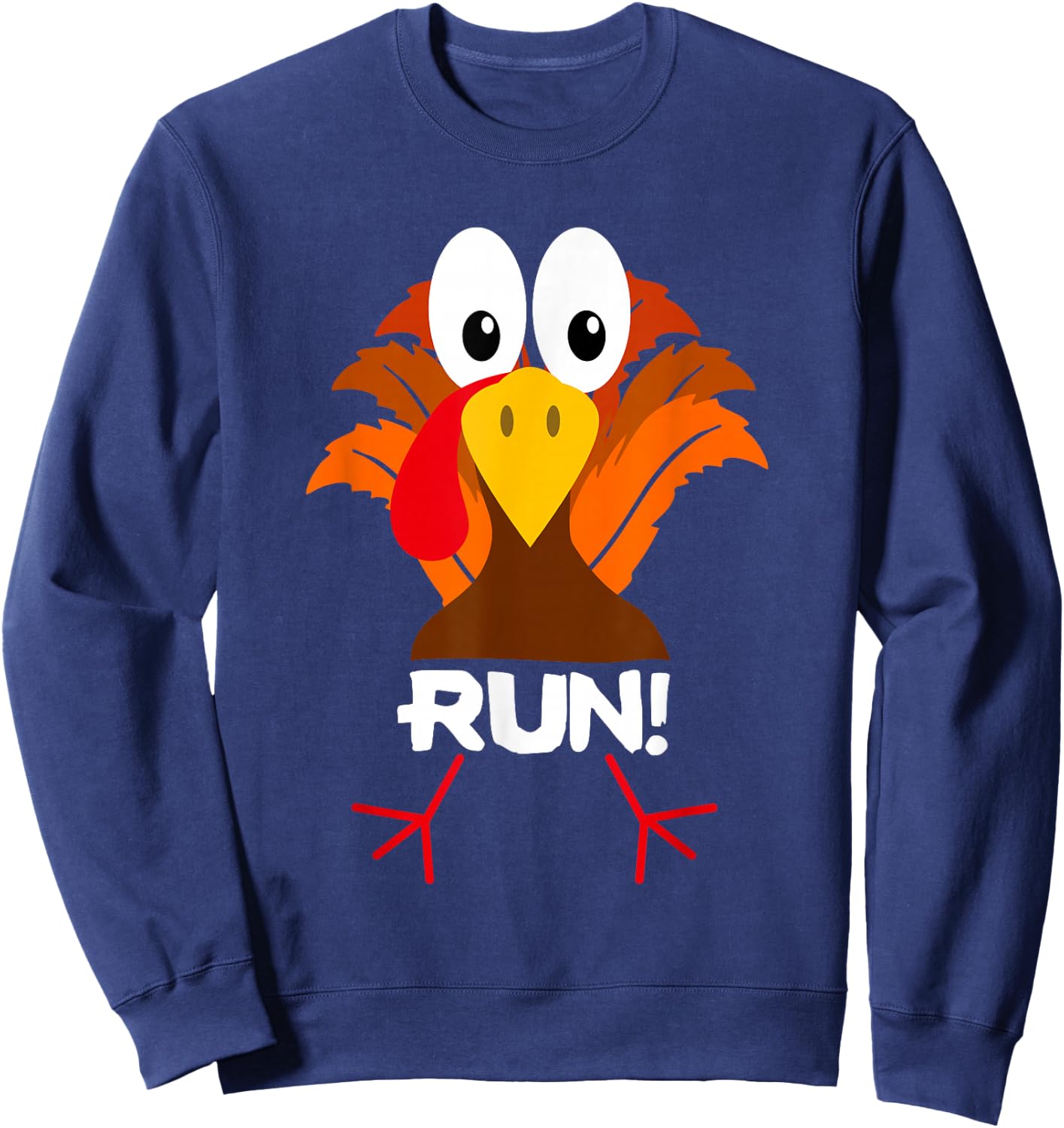Turkey Costume Adult Running Face Turkey Trot Sweatshirt - Sweatshirt | Navy