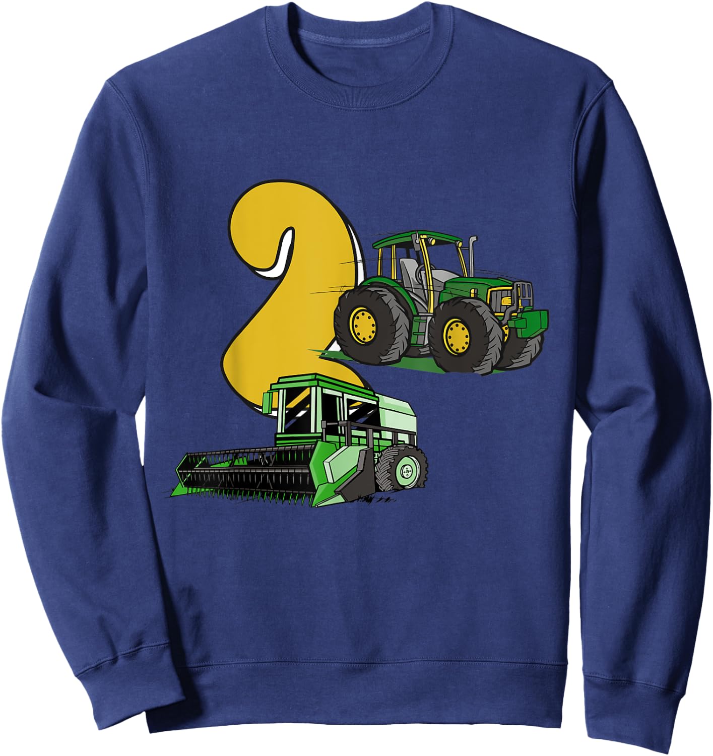 2. Geburtstag Junge, Traktor, Mähdrescher, Bauernhof Kinder Sweatshirt - Sweatshirt | Navy