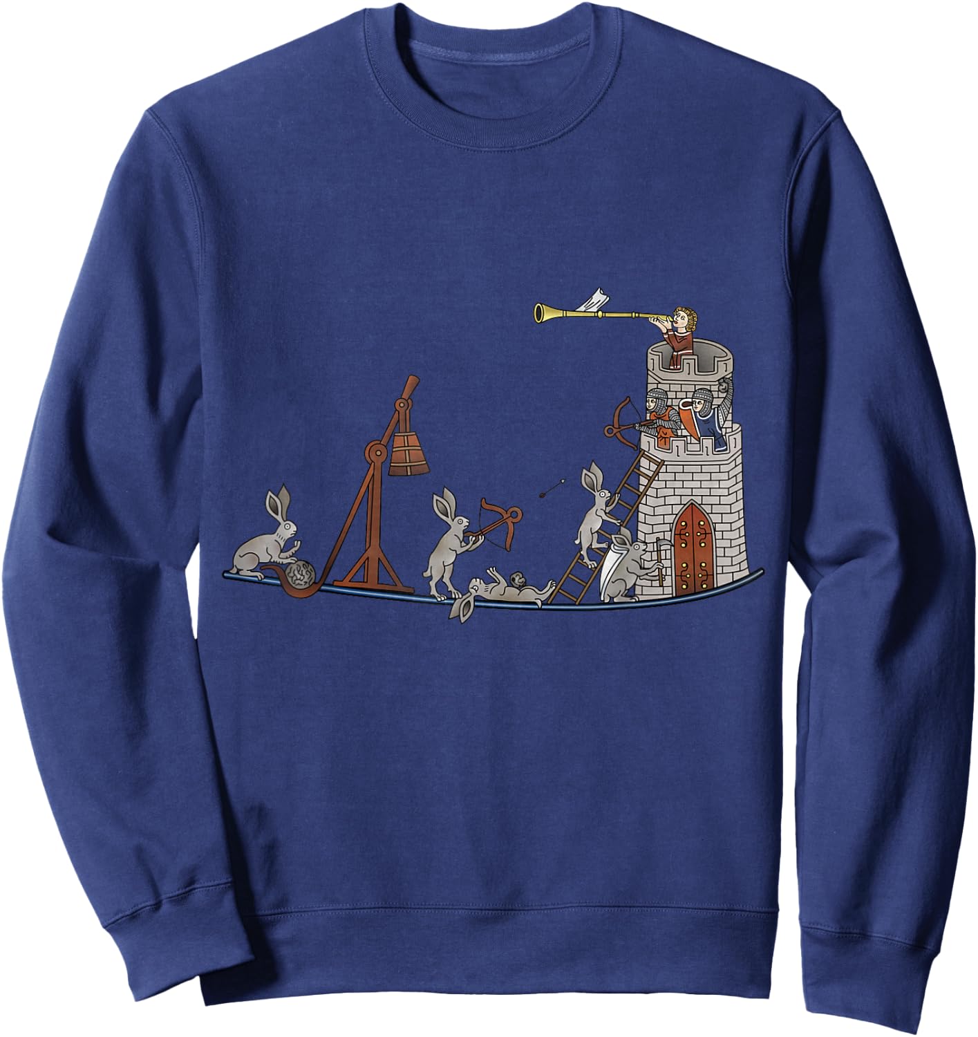 Marginalia Medieval Rabbits Siege Castle - MargiKnights Sweatshirt - Sweatshirt | Navy